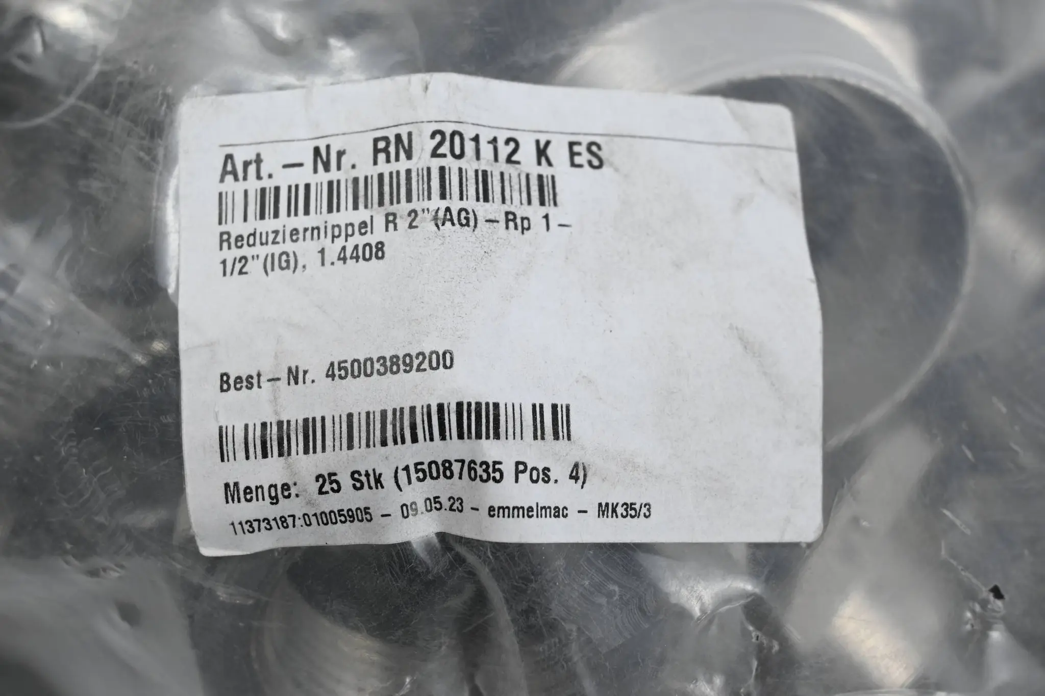Produktfoto 1 von 25 Stück Reduziernippel R2"(AG)-Rp 1-1/2"(IG) RN 20112 K ES ( RN20112KES )