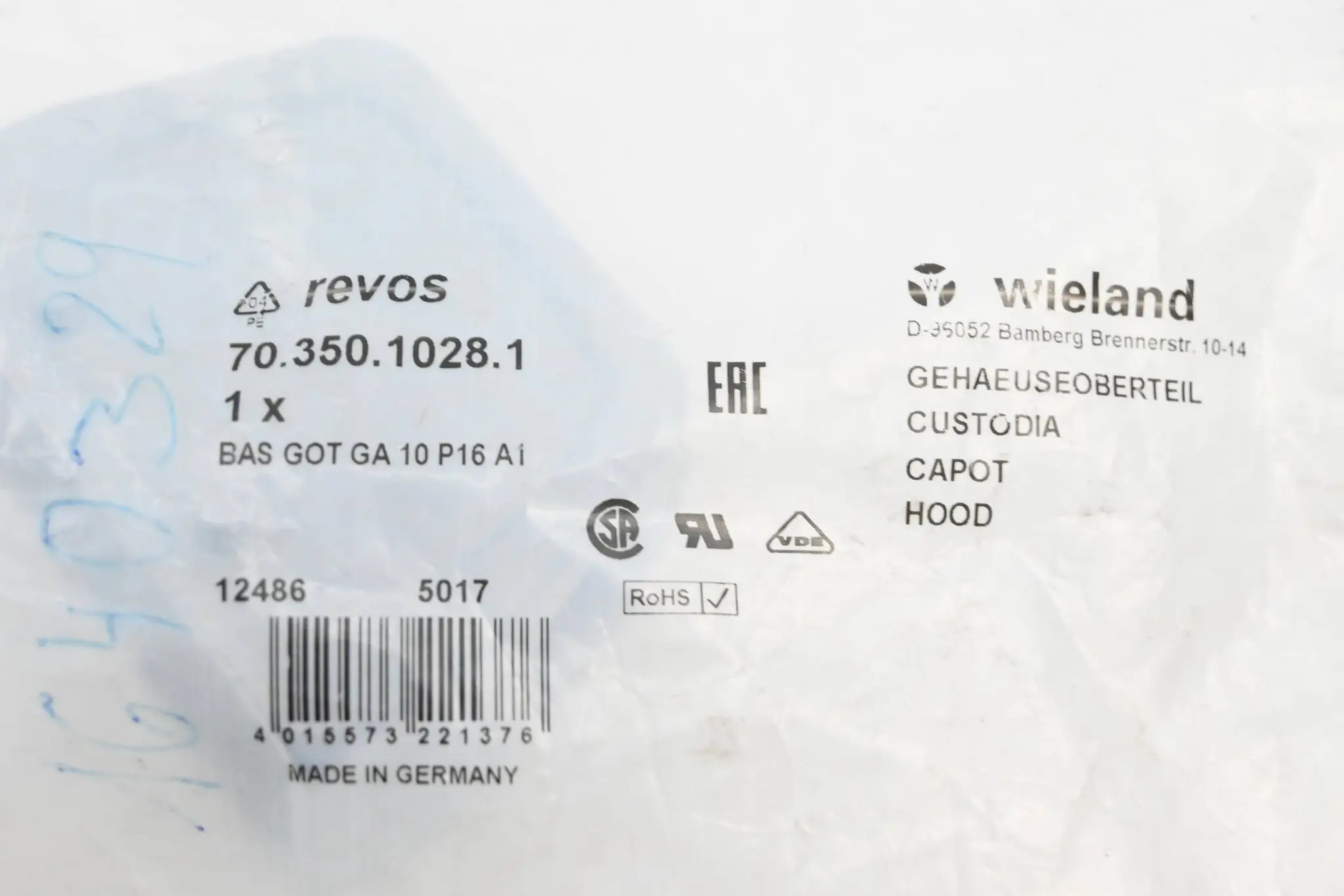 Produktfoto 1 von Wieland Gehäuseoberteil 70.350.1028.1