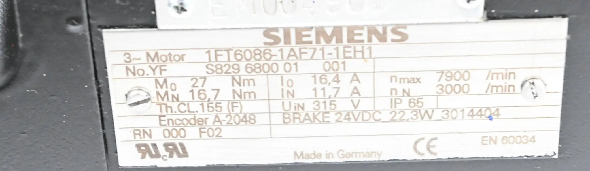 Produktfoto 1 von Siemens Synchronmotor 1FT6086-1AF71-1EH1 ( 1FT6 086-1AF71-1EH1 ) inkl. Getriebe