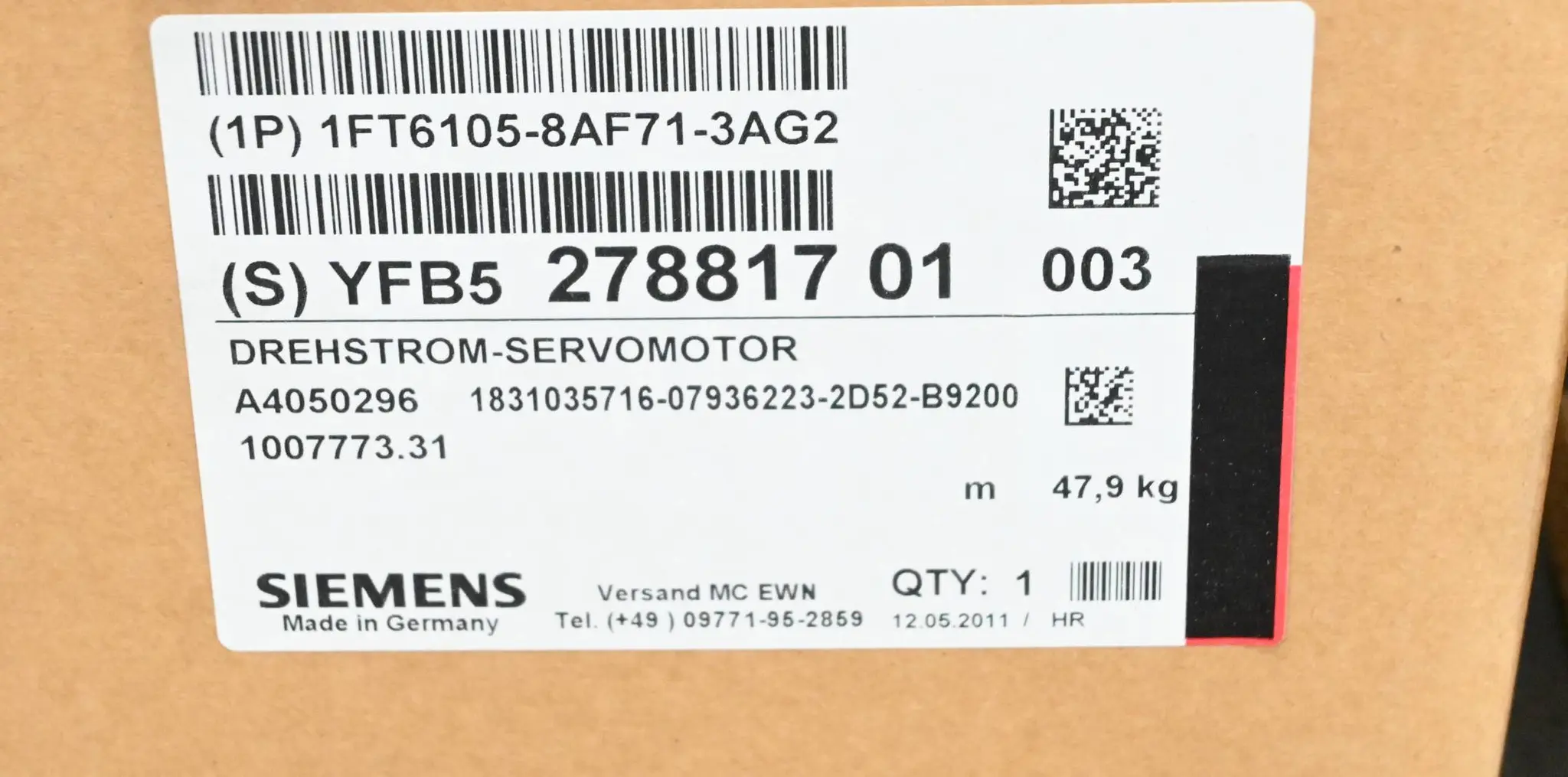 Produktfoto 1 von Siemens Drehstrom Servomotor 1FT6105-8AF71-3AG2 ( 1FT6 105-8AF71-3AG2 )