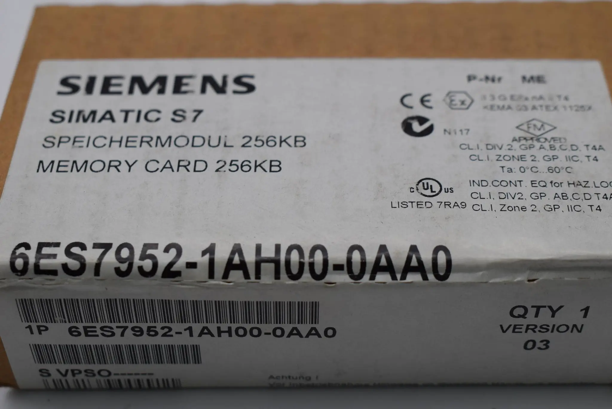 Produktfoto 1 von Siemens simatic S7 Speichermodul 6ES7952-1AH00-0AA0 ( 6ES7 952-1AH00-0AA0 ) V.03