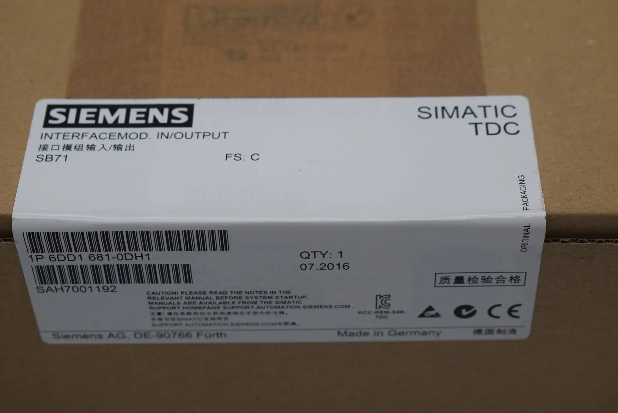 Produktfoto 1 von Siemens simatic TDC Interface Mod. IN/Output 6DD1 681-0DH1 ( 6DD1681-0DH1 ) FS:C