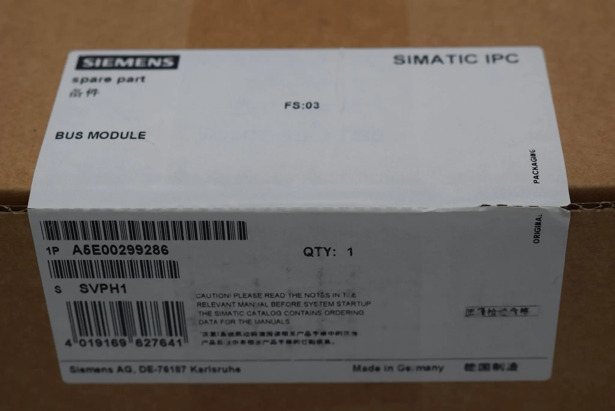 Produktfoto 1 von Siemens simatic IPC BUS Module A5E00299286 ( A5E0 0299286 ) FS. 03