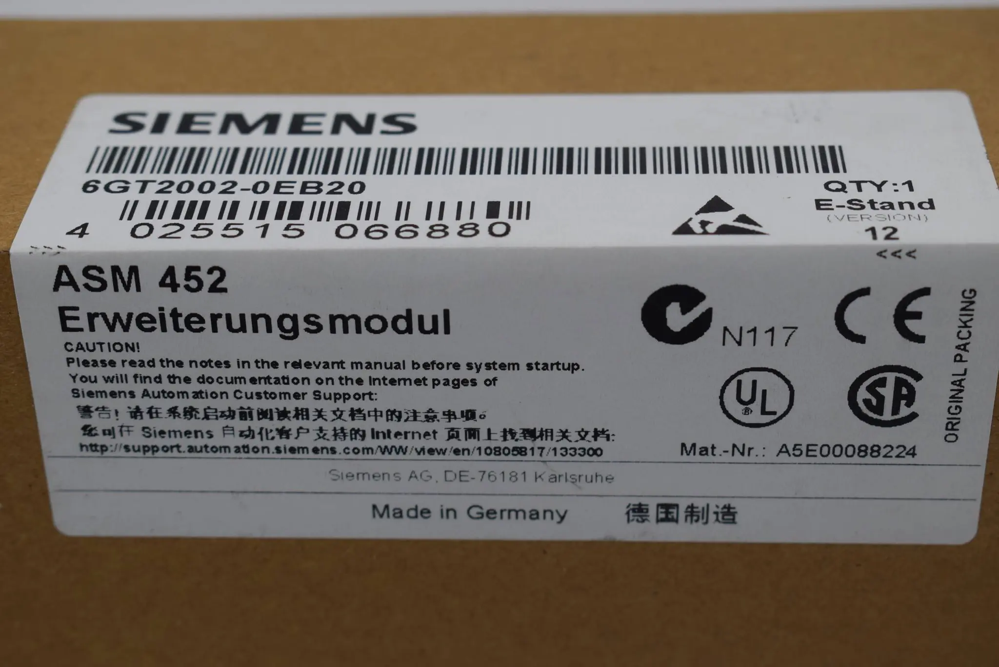 Produktfoto 1 von Siemens ASM 452 Erweiterungsmodul 6GT2002-0EB20 ( 6GT2 002-0EB20 ) E. 12