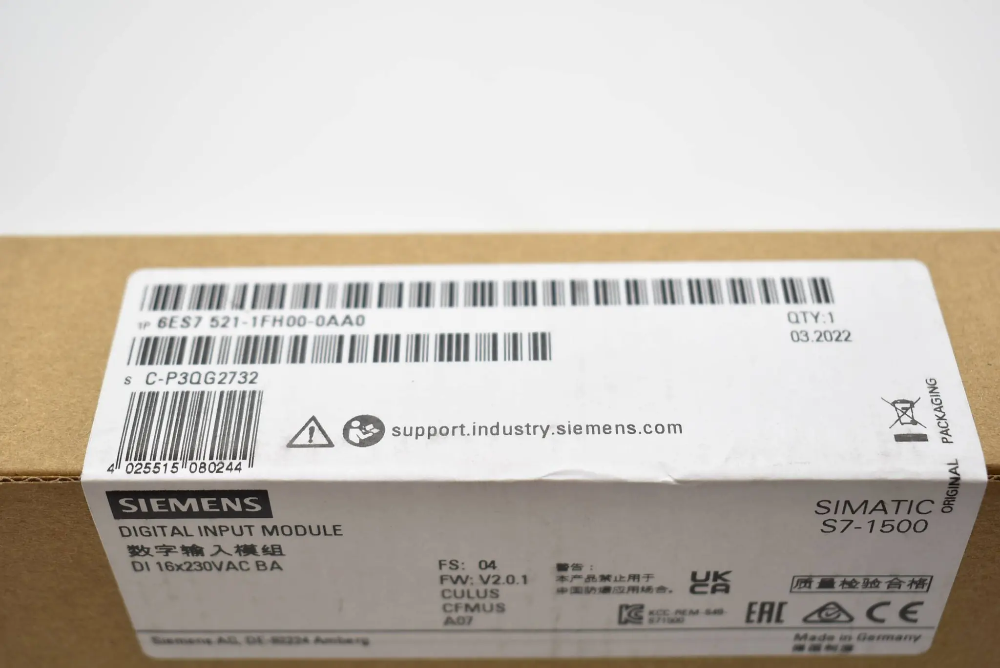 Produktfoto 1 von Siemens simatic S7-1500 6ES7 521-1FH00-0AA0 ( 6ES7521-1FH00-0AA0 ) FS.4