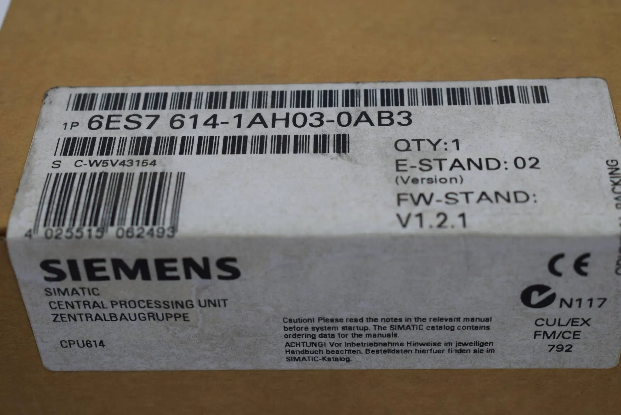 Produktfoto 1 von Siemens simatic S7 Branchen-CPU 6ES7 614-1AH03-0AB3 ( 6ES7614-1AH03-0AB3 ) E. 02