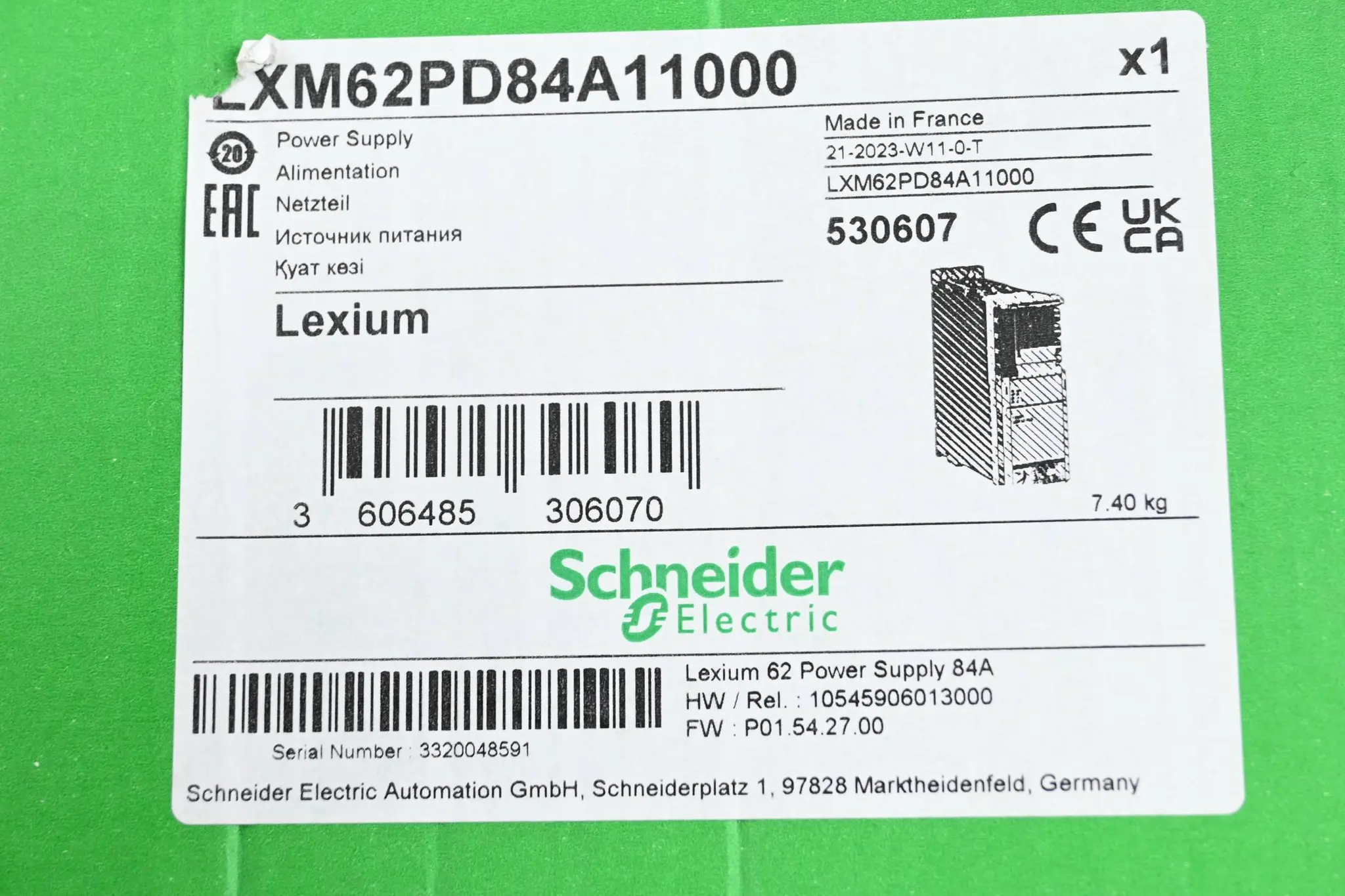 Produktfoto 1 von Schneider Electric Lexium-LXM-62-Antrieb für Stromversorgung LXM62PD84A11000