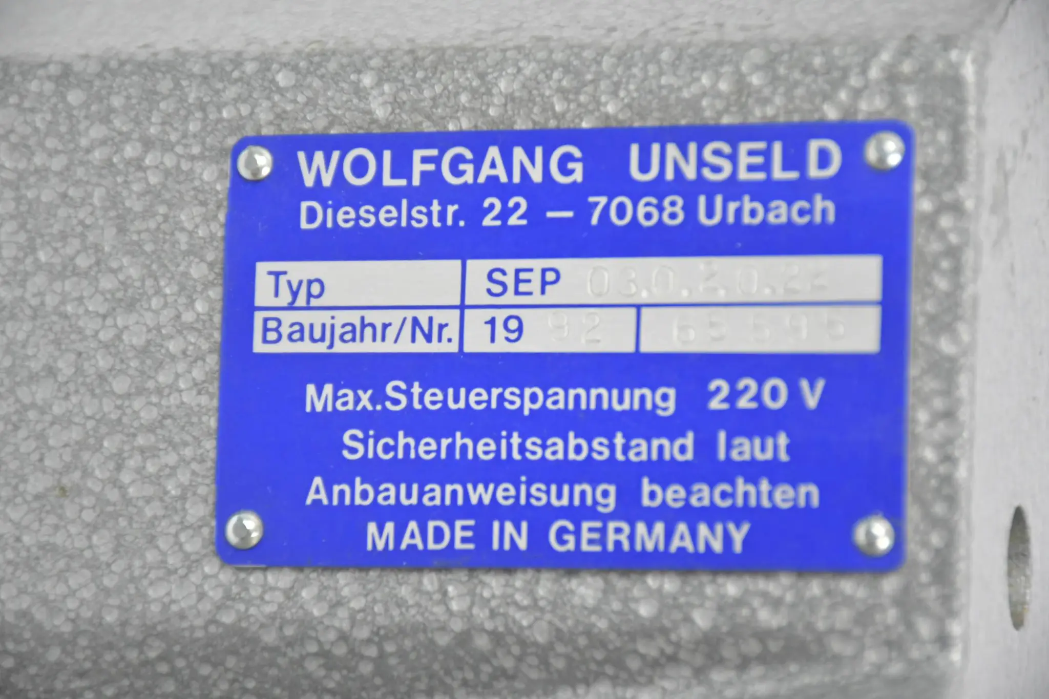 Wolfgang Unseld Steuerung SEP 03.0.2.0.22