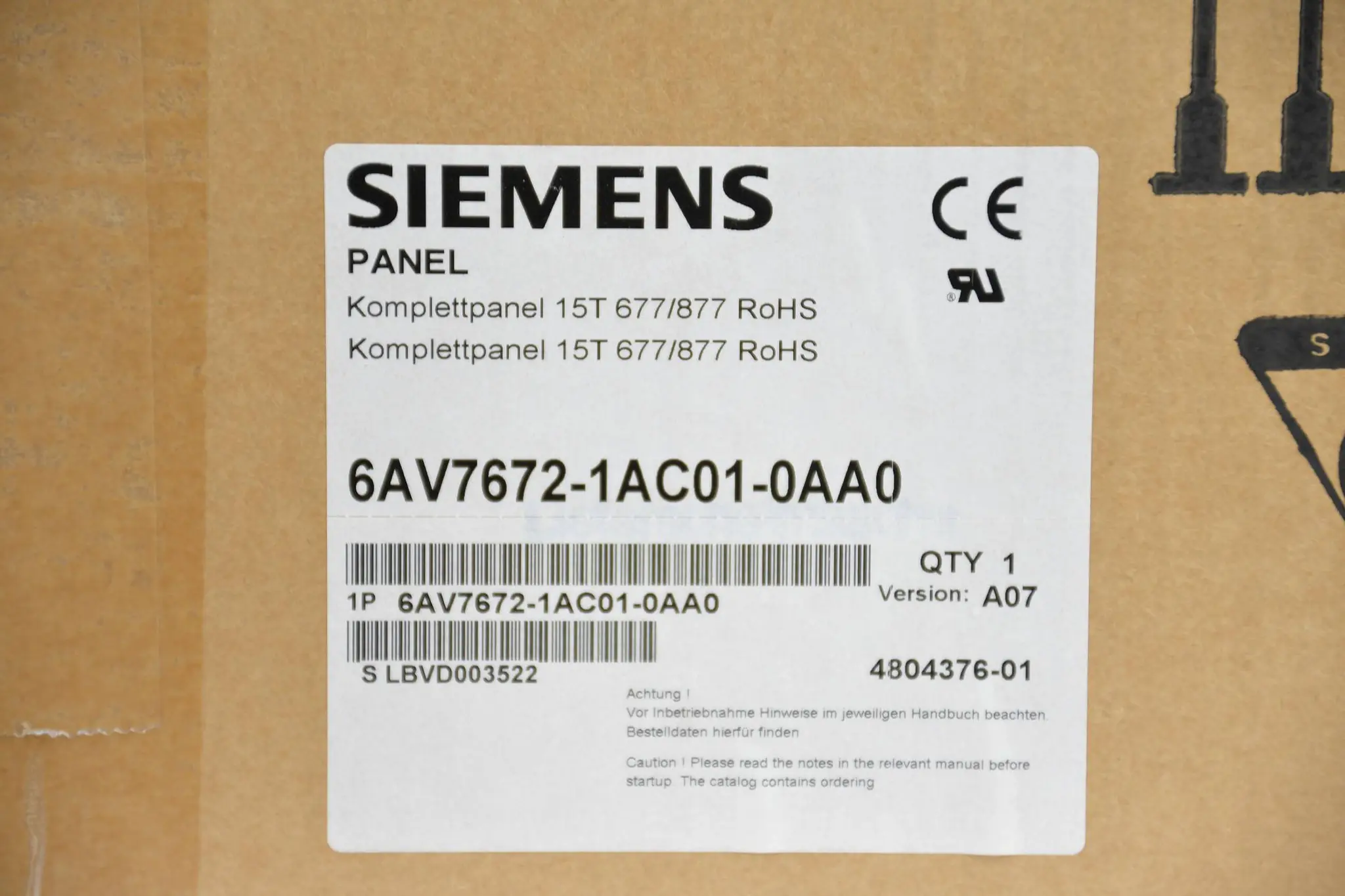 Produktfoto 1 von Siemens simatic Panel PC 677/877 6AV7672-1AC01-0AA0 ( 6AV7 672-1AC01-0AA0 ) A07