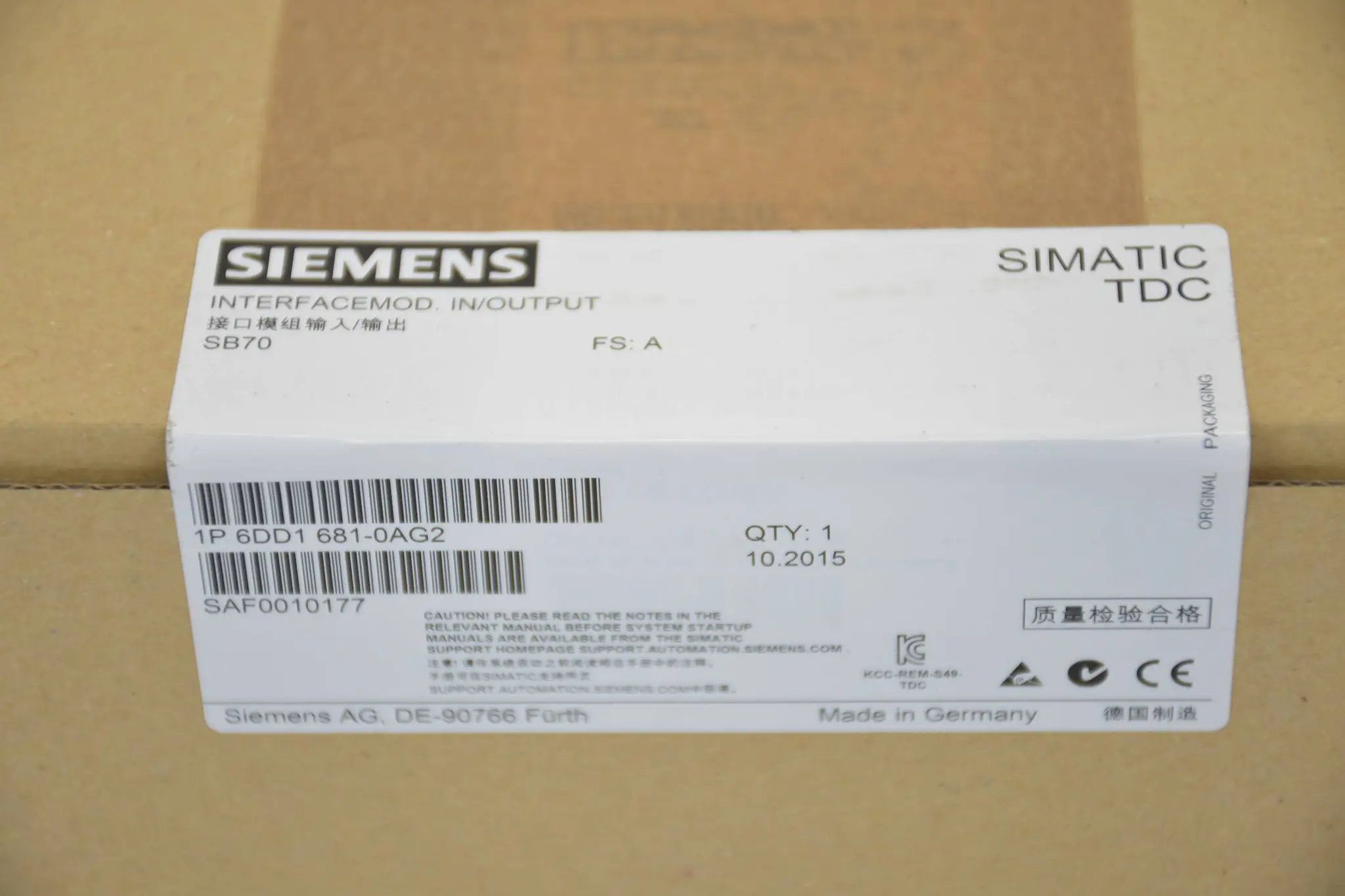 Produktfoto 1 von Siemens simatic TDC Interfacemodul SB70 6DD1 681-0AG2 ( 6DD1681-0AG2 ) Ver A