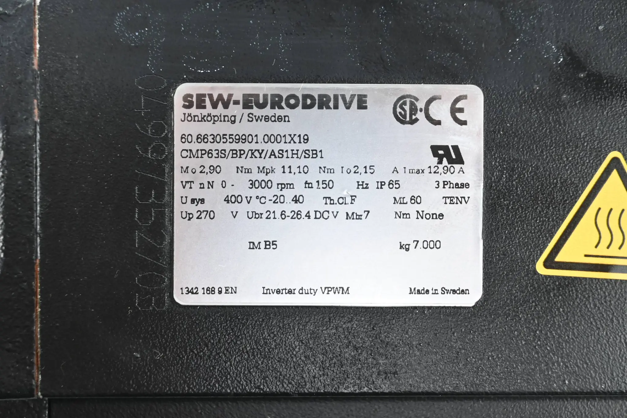 Produktfoto 1 von SEW Eurodrive Servomotor CMP63S/BP/KY/AS1H/SB1