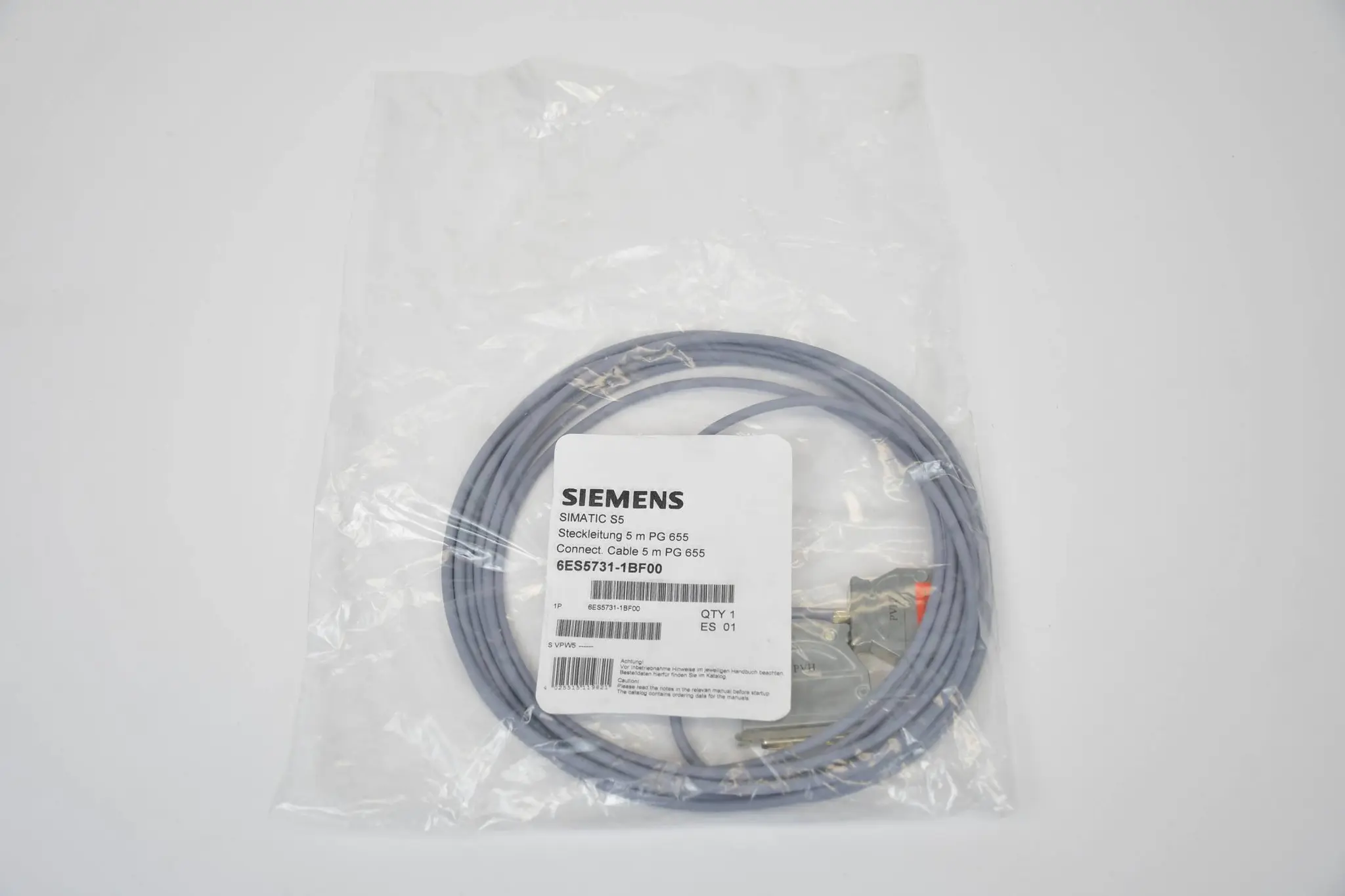 Produktfoto 1 von Siemens simatic S5 Steckleitung 5m PG 655 6ES5731-1BF00 ( 6ES5731-1BF00 ) ES1