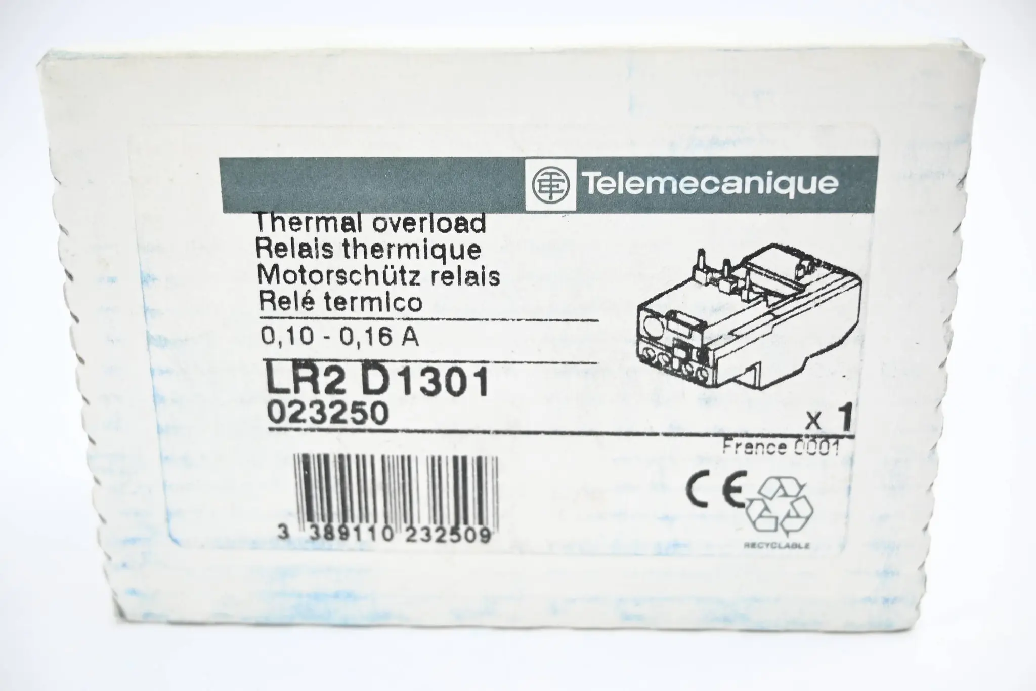 Produktfoto 1 von Telemecanique Motorschütz Relais 0,10-0,16A LR2D1301 ( 023250 )