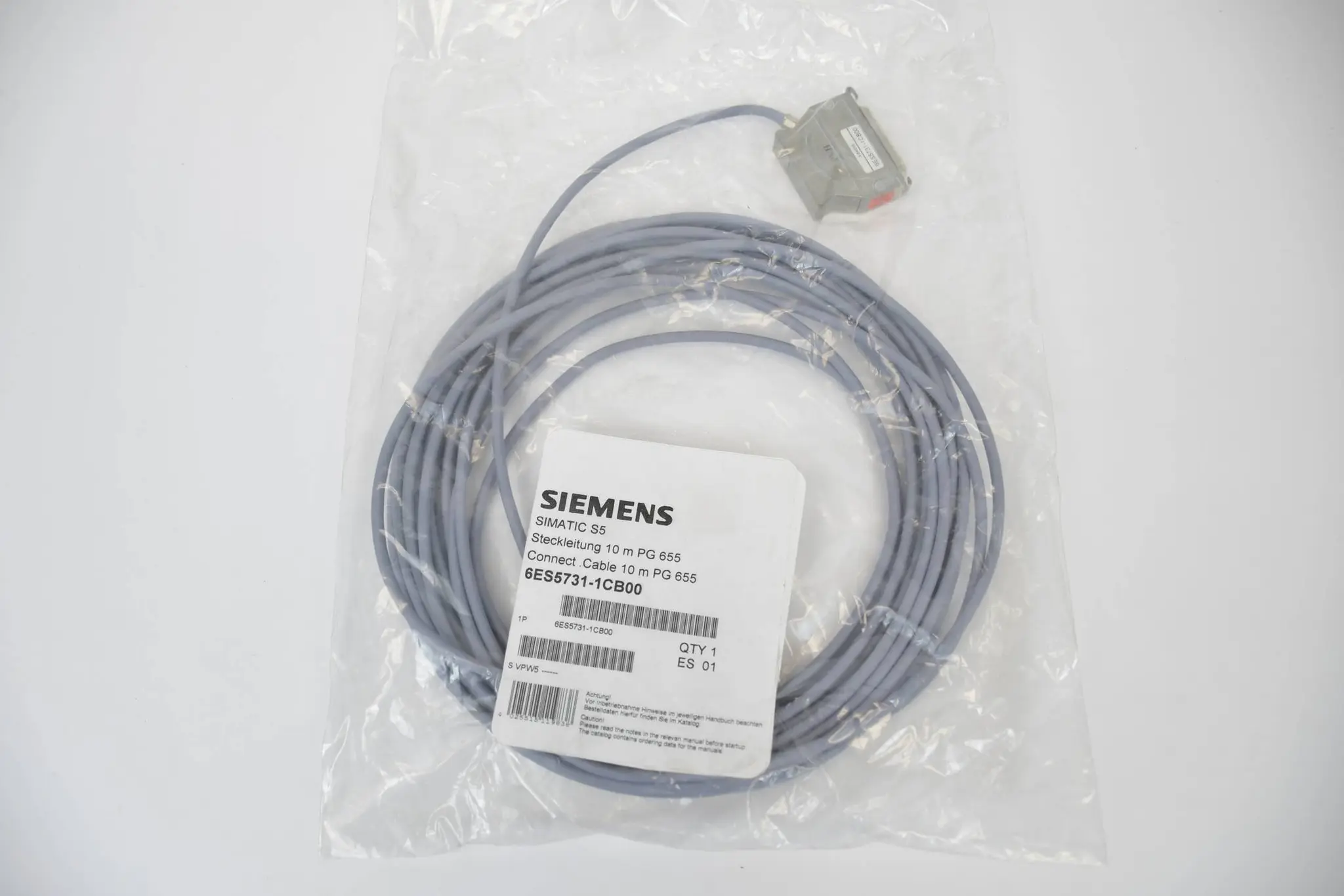 Produktfoto 1 von Siemens simatic S5 Steckleitung 10m PG 655 6ES5731-1CB00 ( 6ES5 731-1CB00 ) ES1