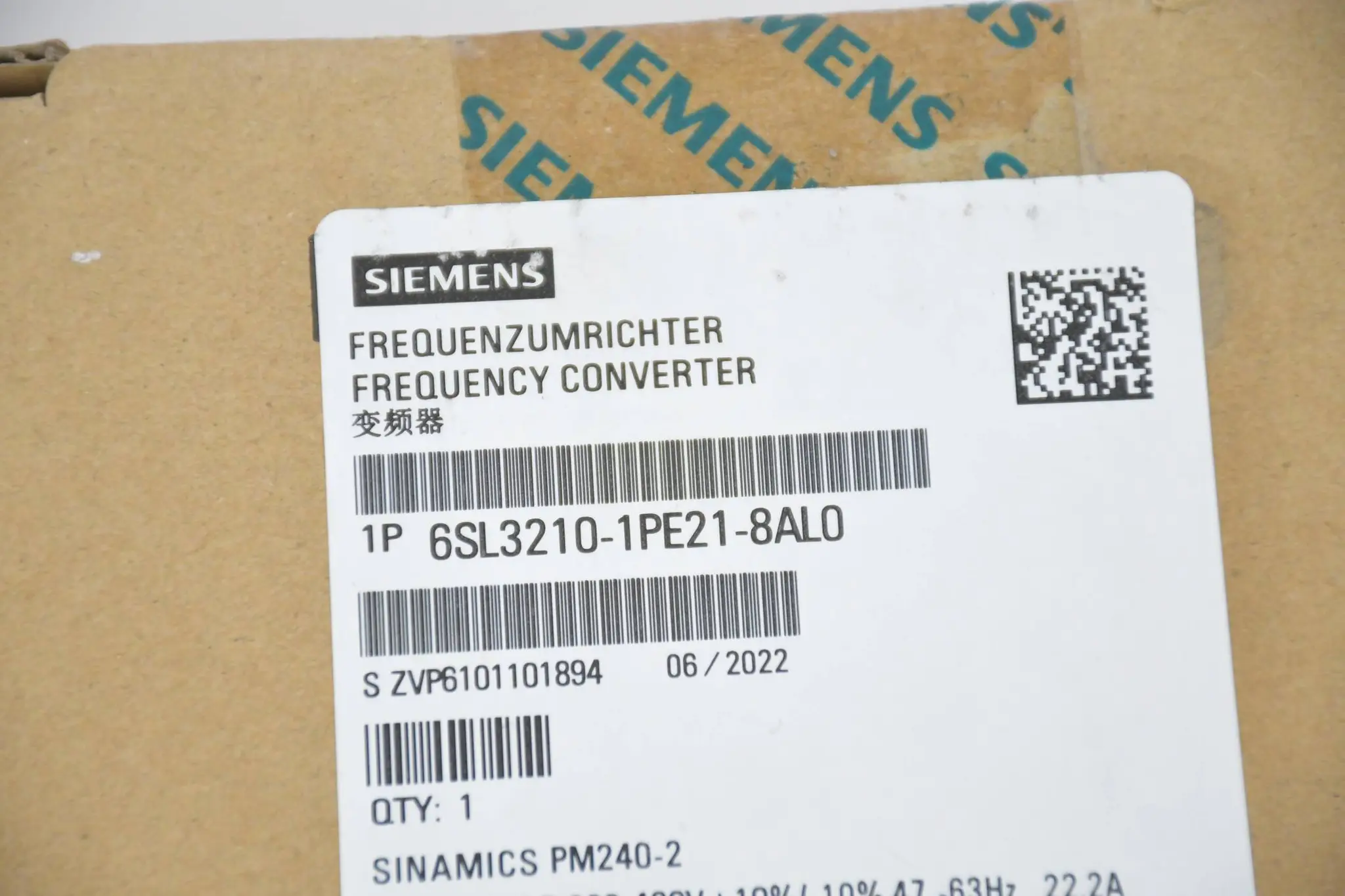 Produktfoto 1 von Siemens Sinamics PM240-2 6SL3210-1PE21-8AL0 ( 6SL3 210-1PE21-8AL0 ) E5
