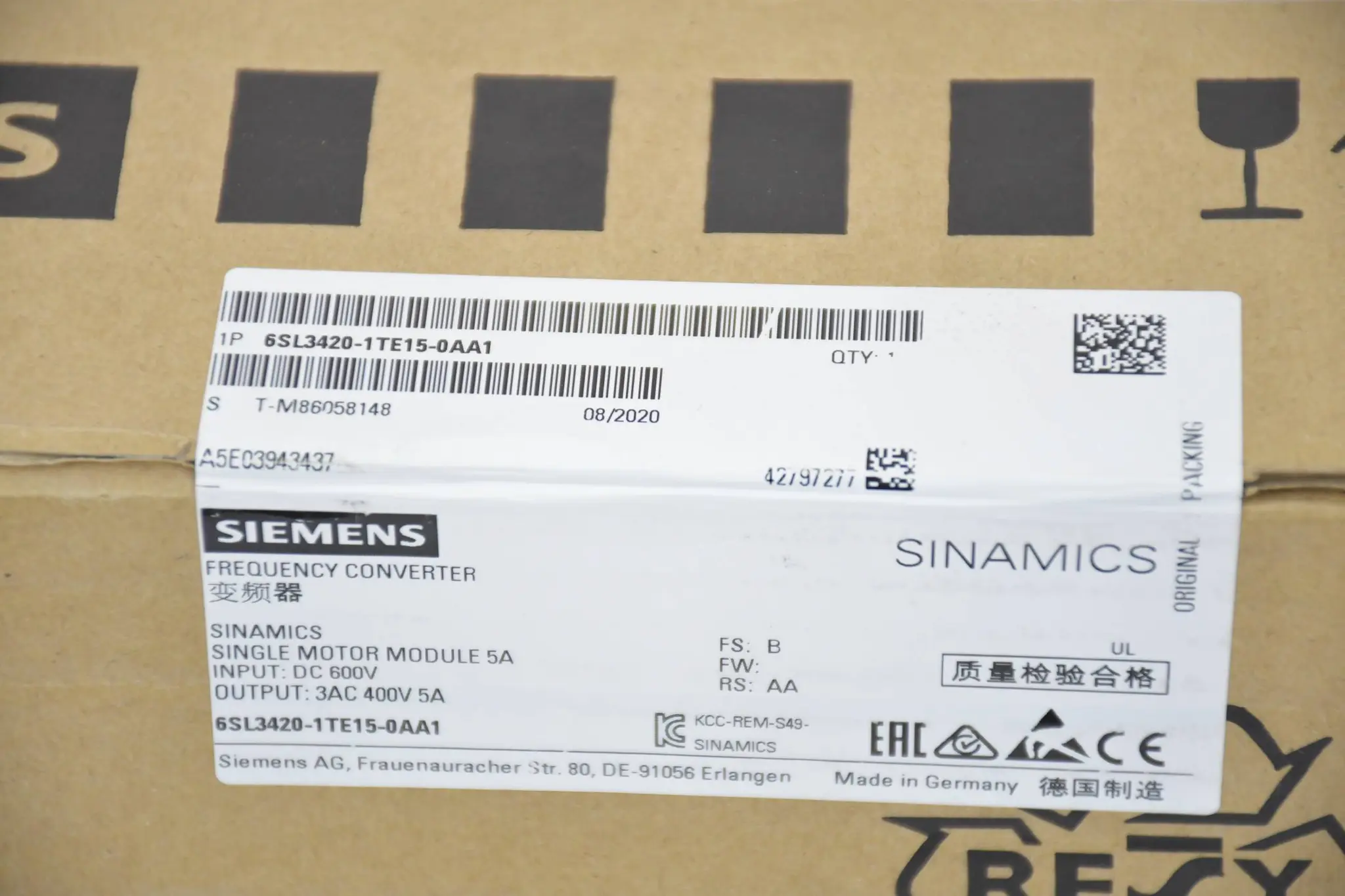 Produktfoto 1 von Siemens SMM 5A 6SL3420-1TE15-0AA1 ( 6SL3 420-1TE15-0AA1 ) E.B