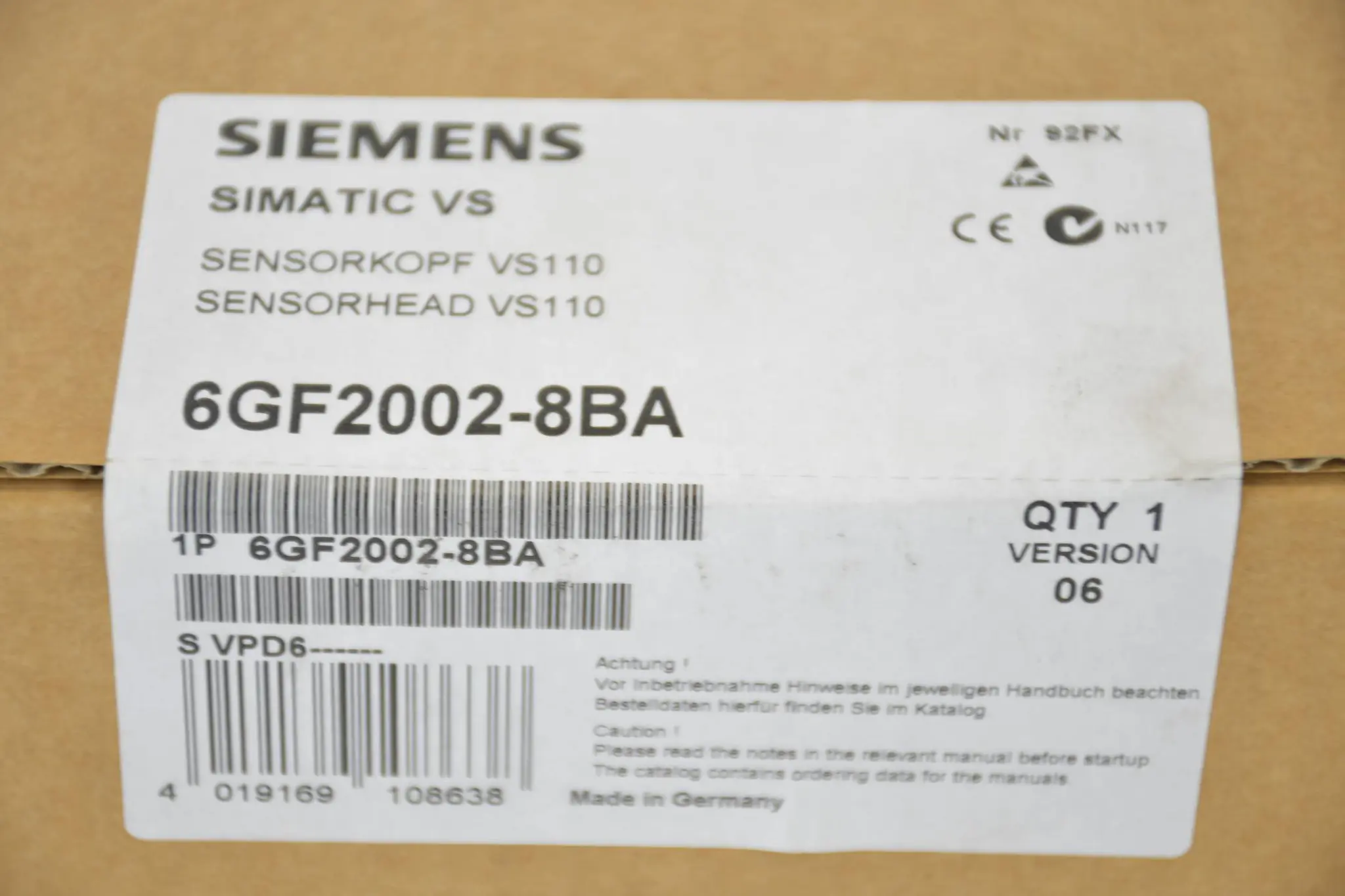 Produktfoto 1 von Siemens Sensorkopf SIMATIC VS complete VS110 6GF2002-8BA ( 6GF2 002-8BA ) E6