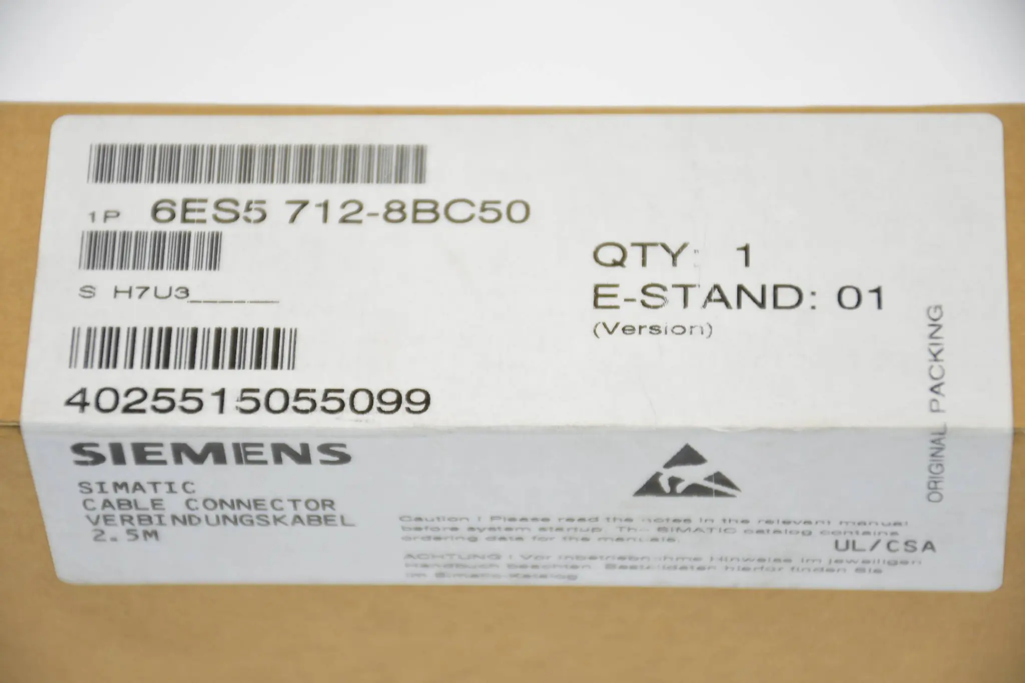 Produktfoto 1 von Siemens simatic S5 Steckleitung 712 2,5m 6ES5 712-8BC50 ( 6ES5712-8BC50 )