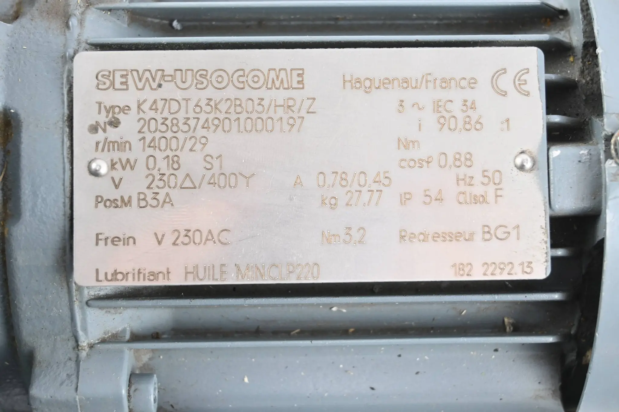Produktfoto 1 von SEW Usocome Getriebemotor K47DT63K2B03/HR/Z
