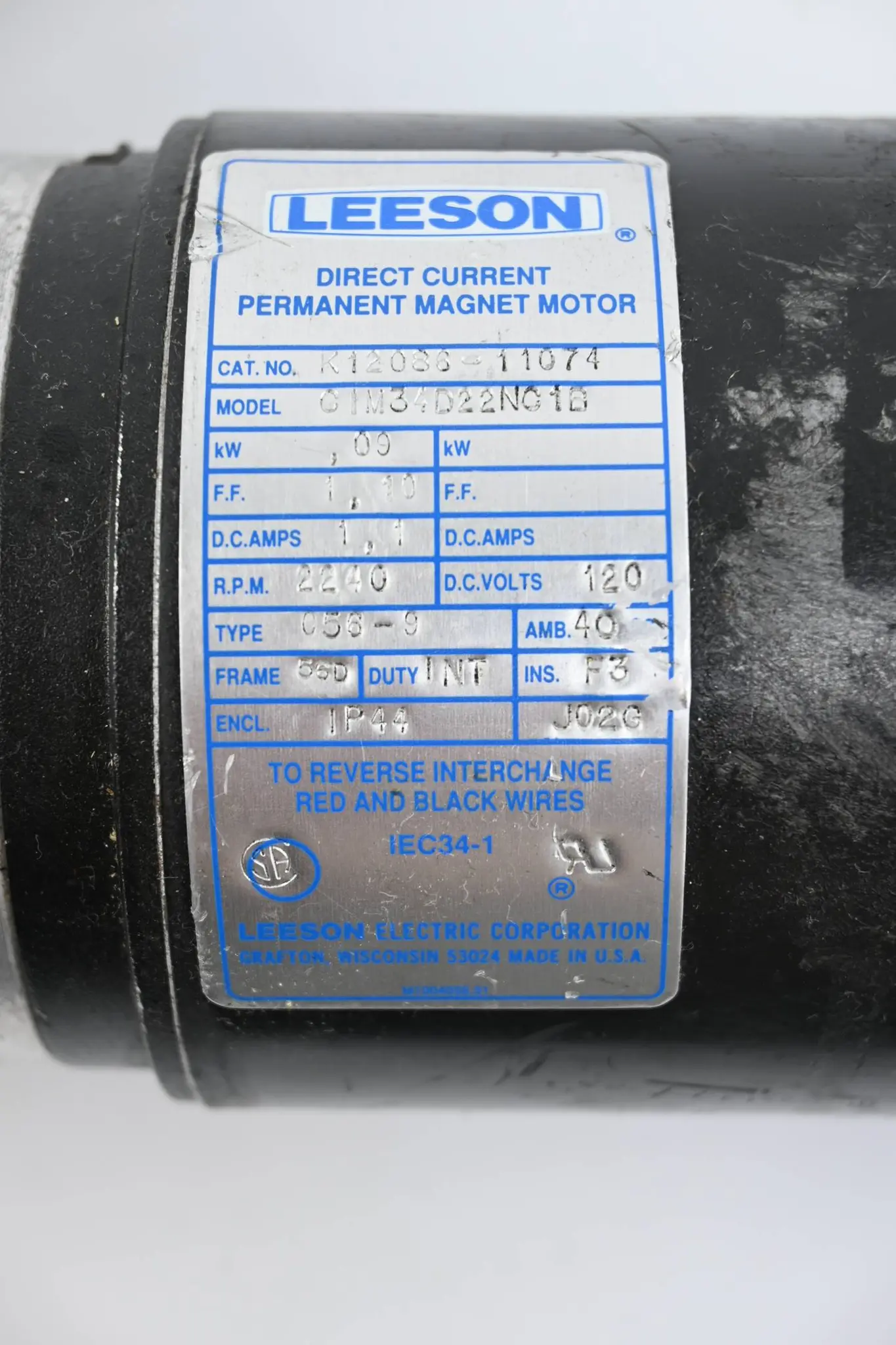 Produktfoto 1 von Leeson Servomotor CIM34D22NC1B inkl. Getriebe