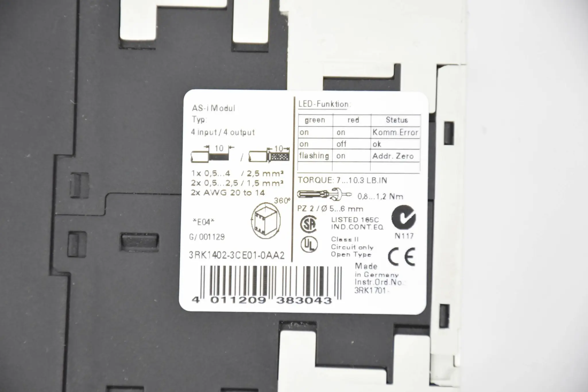 Produktfoto 1 von Siemens AS-i SimLine Modul 3RK1402-3CE01-0AA2 ( 3RK1 402-3CE01-0AA2 )