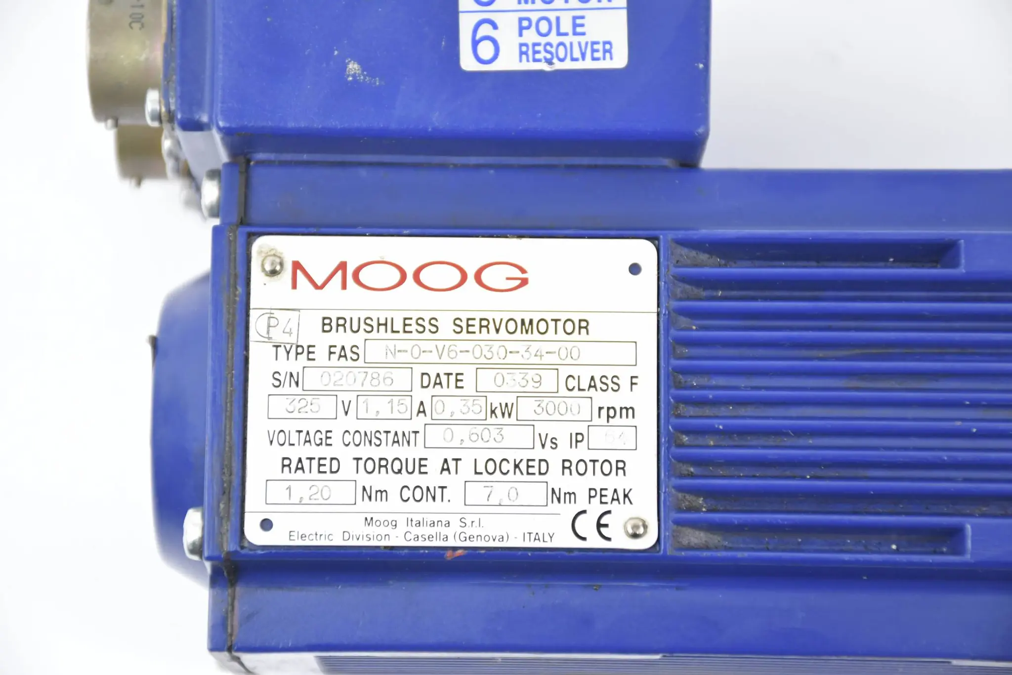 Produktfoto 1 von MOOG Brushless Servomotor N-0-V6-030-34-00