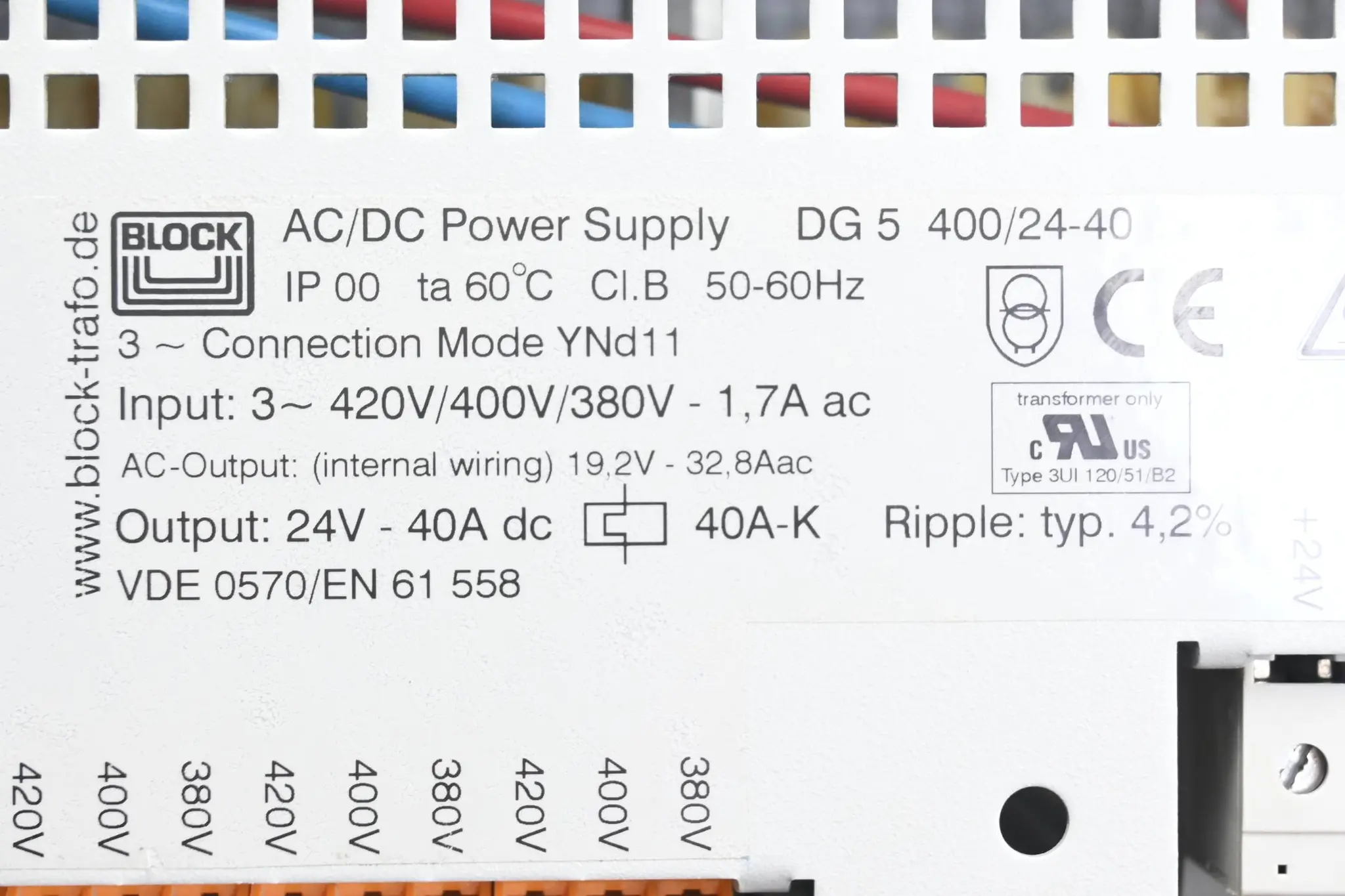 Produktfoto 1 von Block AC/DC Netzteil DG 5 400/24-40 ( DG5 400/24-40 )