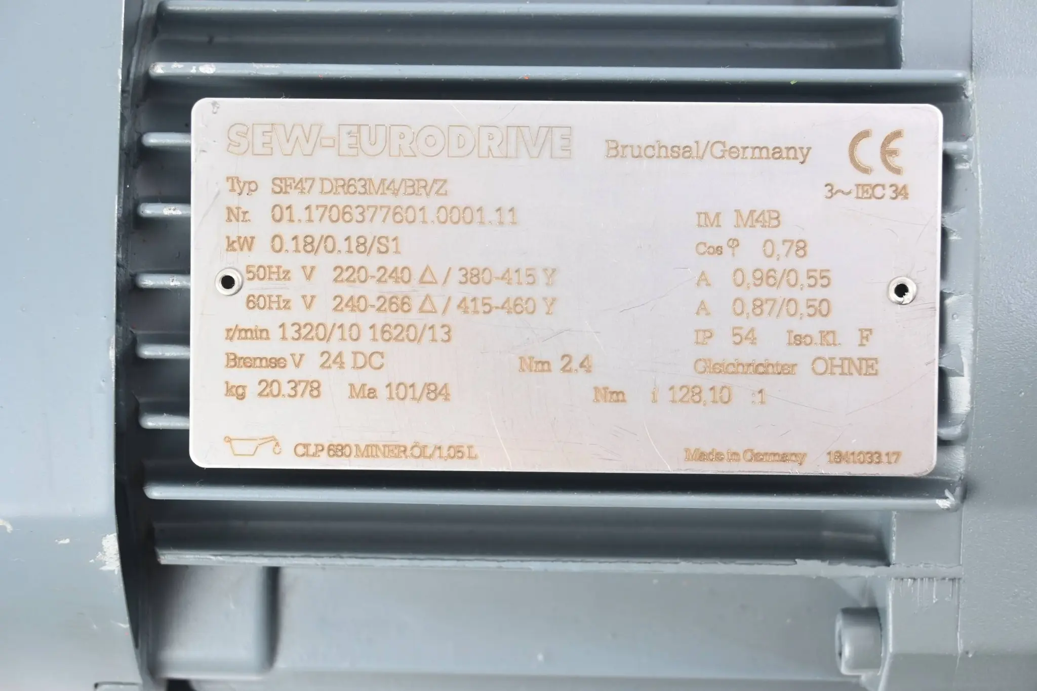 Produktfoto 1 von SEW Eurodrive Getriebemotor SF47 DR63M4/BR/Z ( SF47DR63M4/BR/Z )