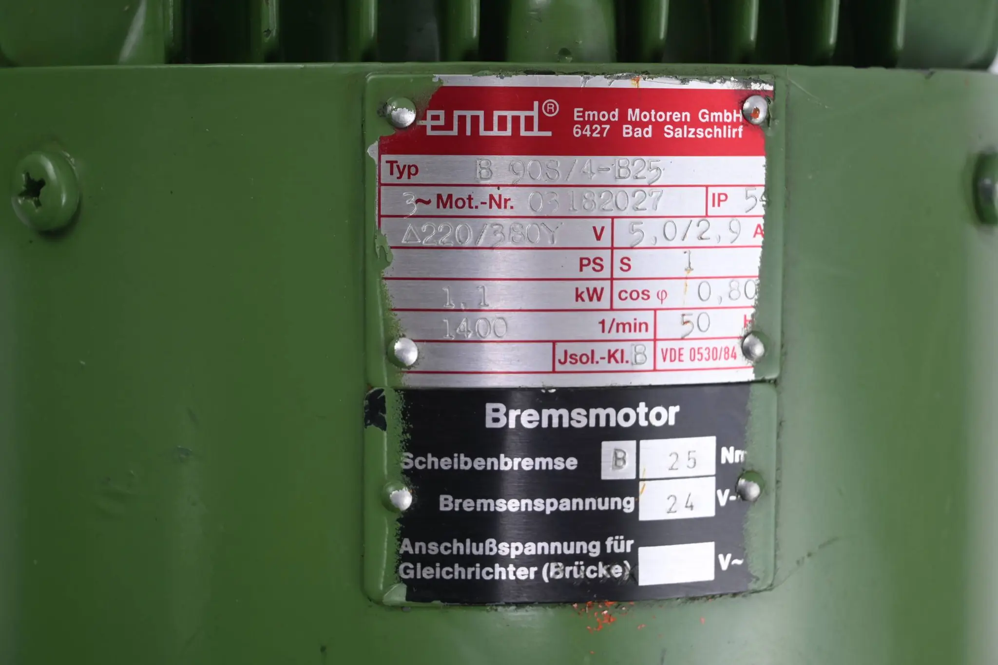 Produktfoto 1 von Emod Motoren Bremsmotor B 90S/4-B25 ( B90S/4-B25 ) 1,1kW 5,0/2,9A 1400/min