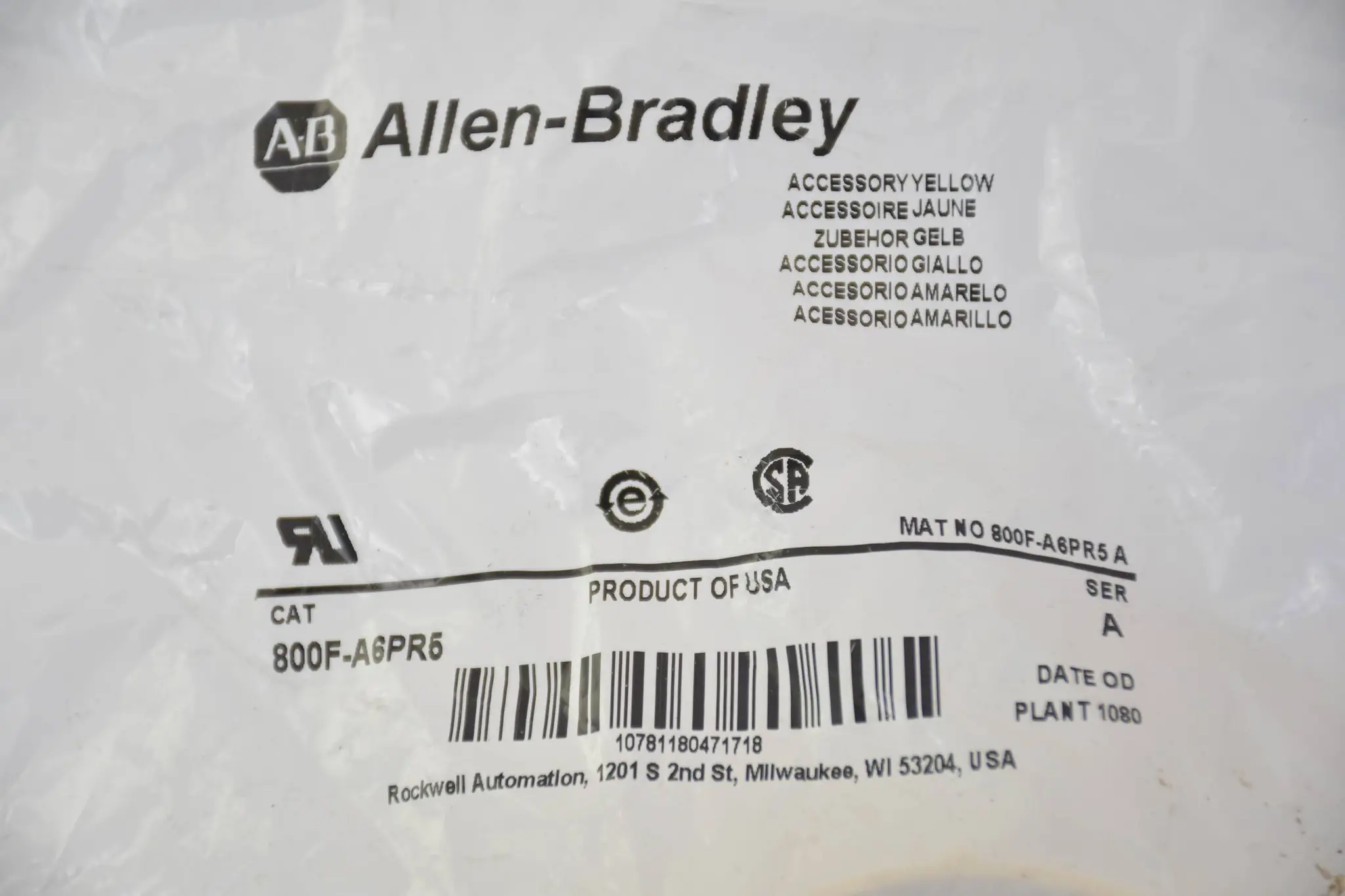 Produktfoto 1 von Allen Bradley Kunststoffschutz 800-A6PR5 ( 800-A6PR5 )