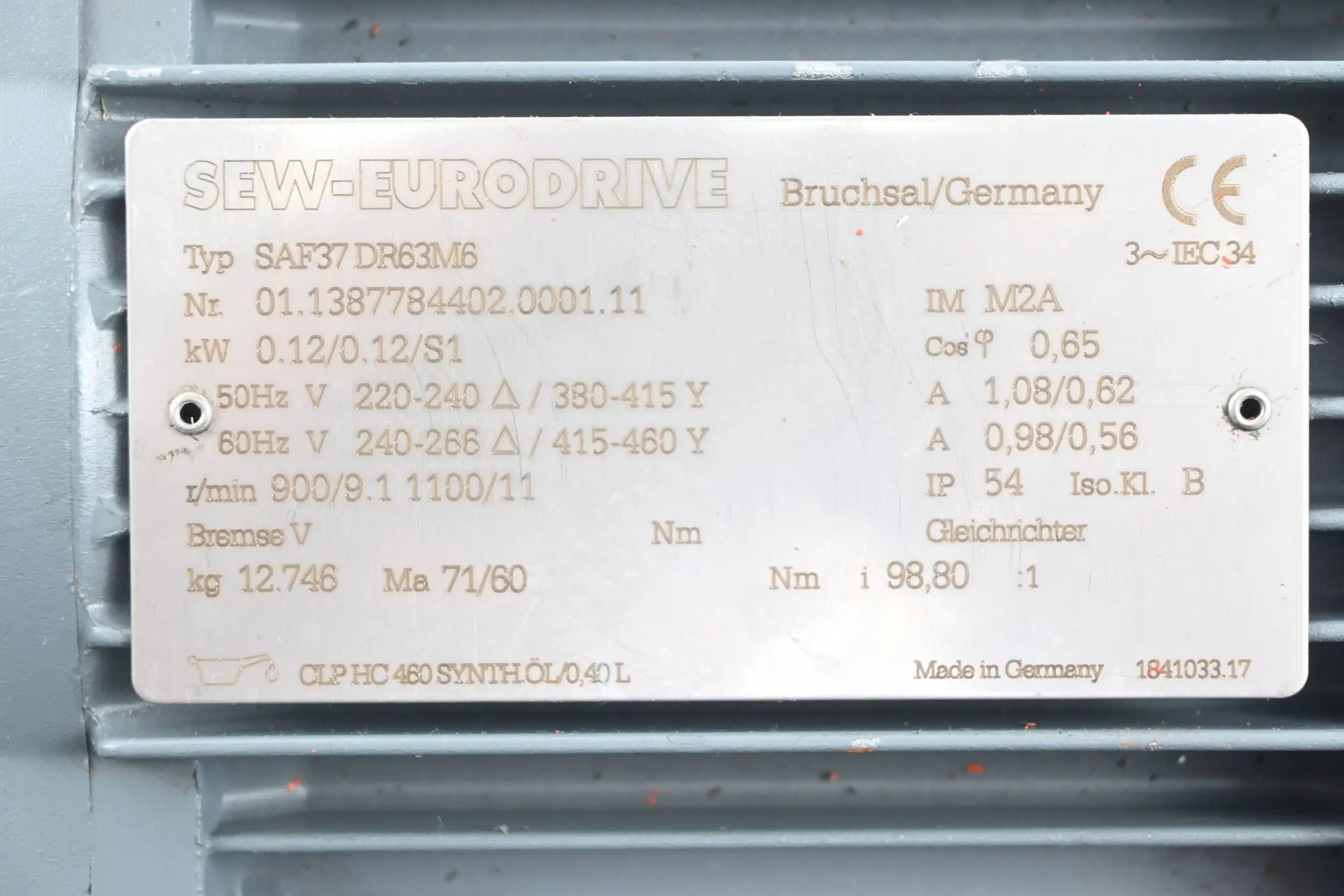 Produktfoto 1 von SEW Eurodrive Getriebemotor SAF37DR63M6 ( SAF37 DR63M6 )