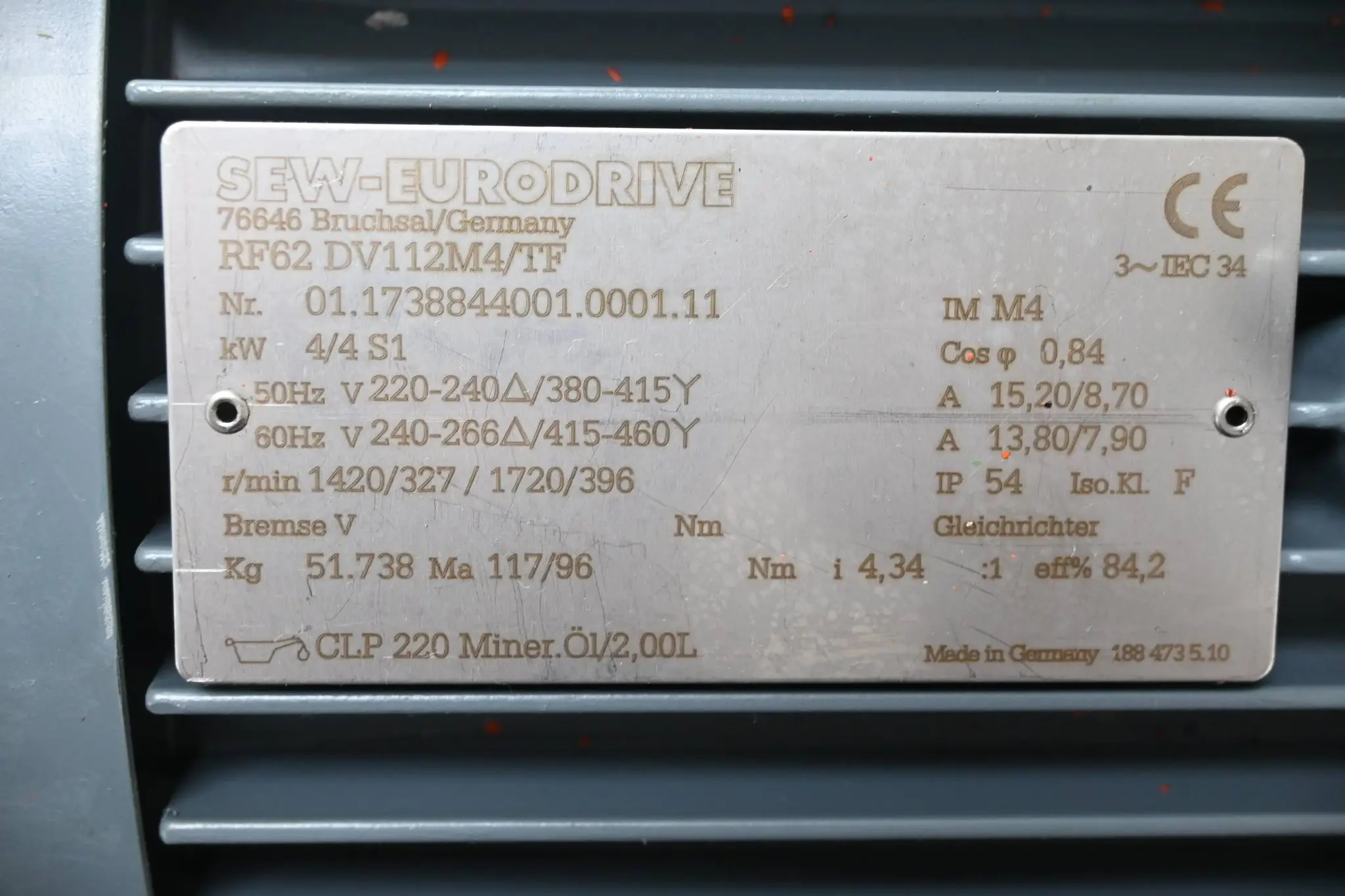 Produktfoto 1 von SEW Eurodrive Getriebemotor RF62DV112M4/TF ( RF62 DV112M4/TF )