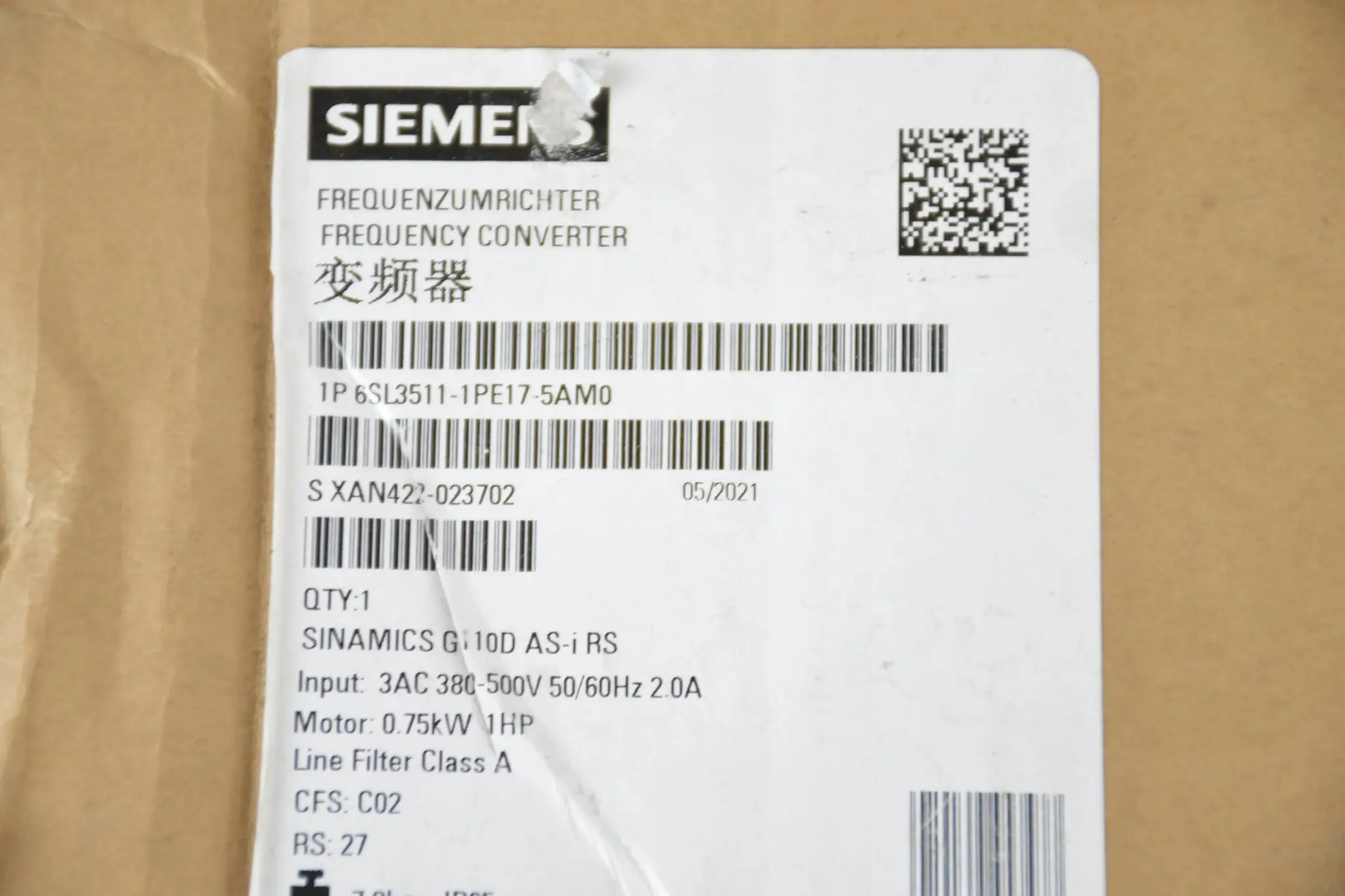 Produktfoto 1 von Siemens sinamics G110D AS-i RS AC 6SL3511-1PE17-5AM0 ( 6SL3 511-1PE17-5AM0 ) C02