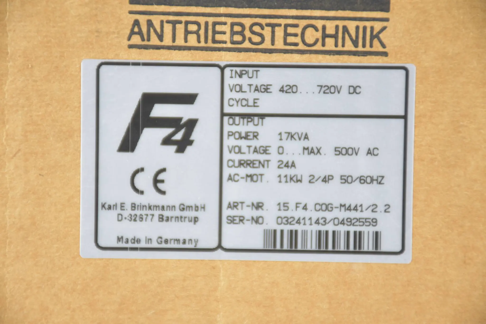 Produktfoto 1 von KEB combivert F4 Frequenzumrichter 15.F4.C0G-M441/2.2 ( 15F4C0G-M441 )