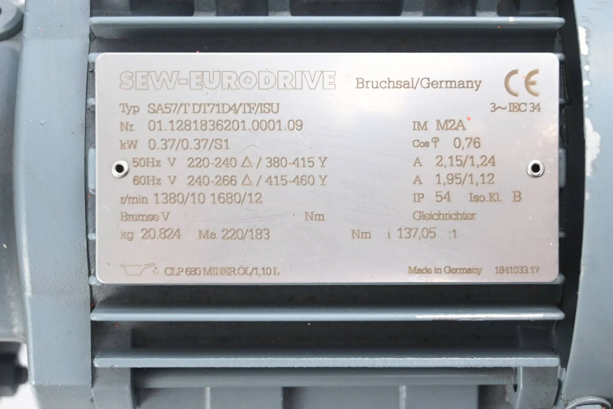 Produktfoto 1 von SEW Eurodrive Getriebemotor SA57/TDT71D4/TF/ISU
