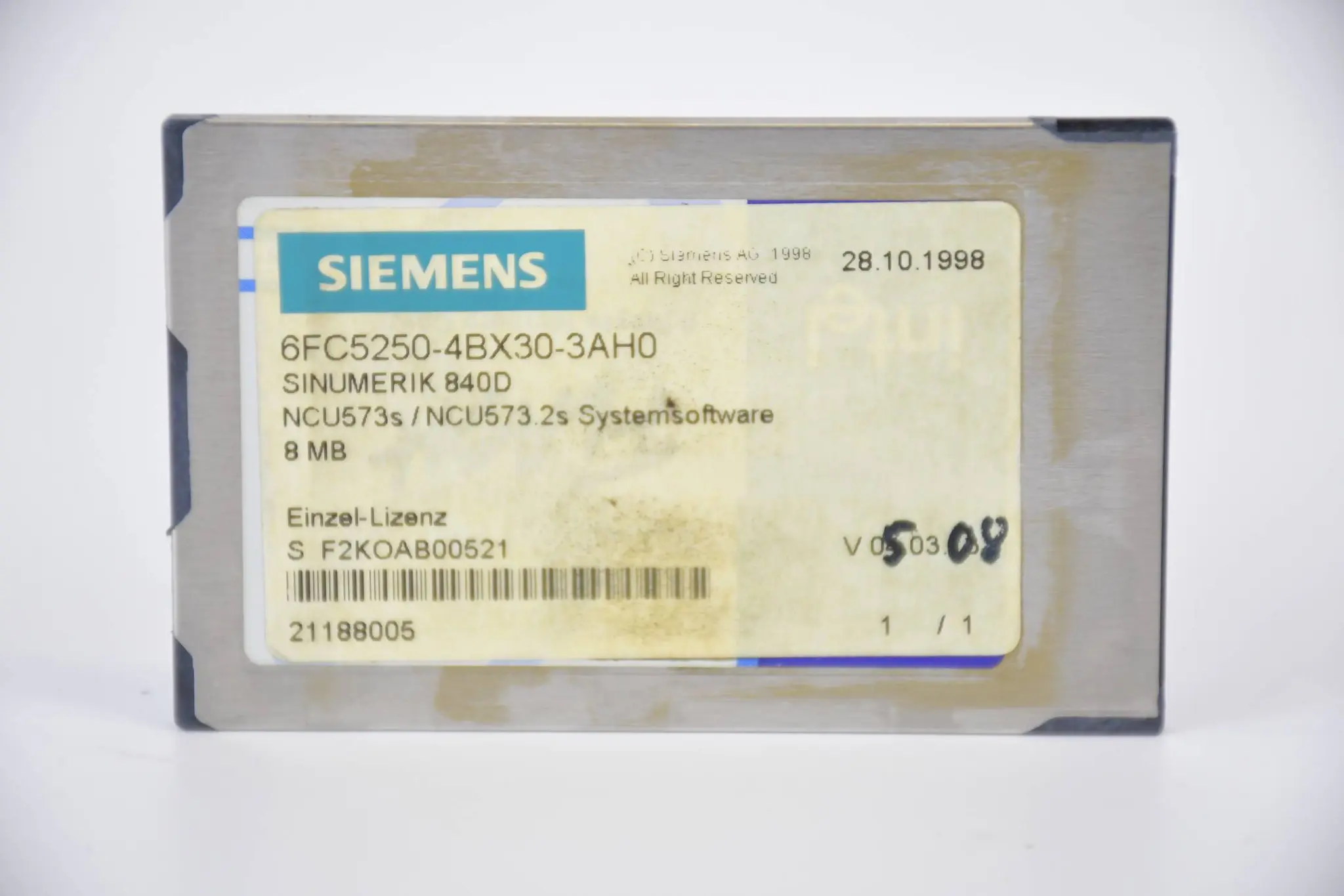 Produktfoto 1 von Siemens sinumerik 840D CNC software 6FC5250-4BX30-3AH0 ( 6FC5 250-4BX30-3AH0 )