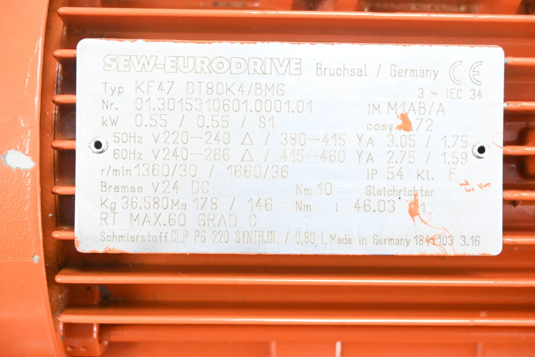 Produktfoto 1 von SEW Eurodrive Getriebemotor KF47DT80K4/BMG ( KF47 DT80K4/BMG ) 0,55kW