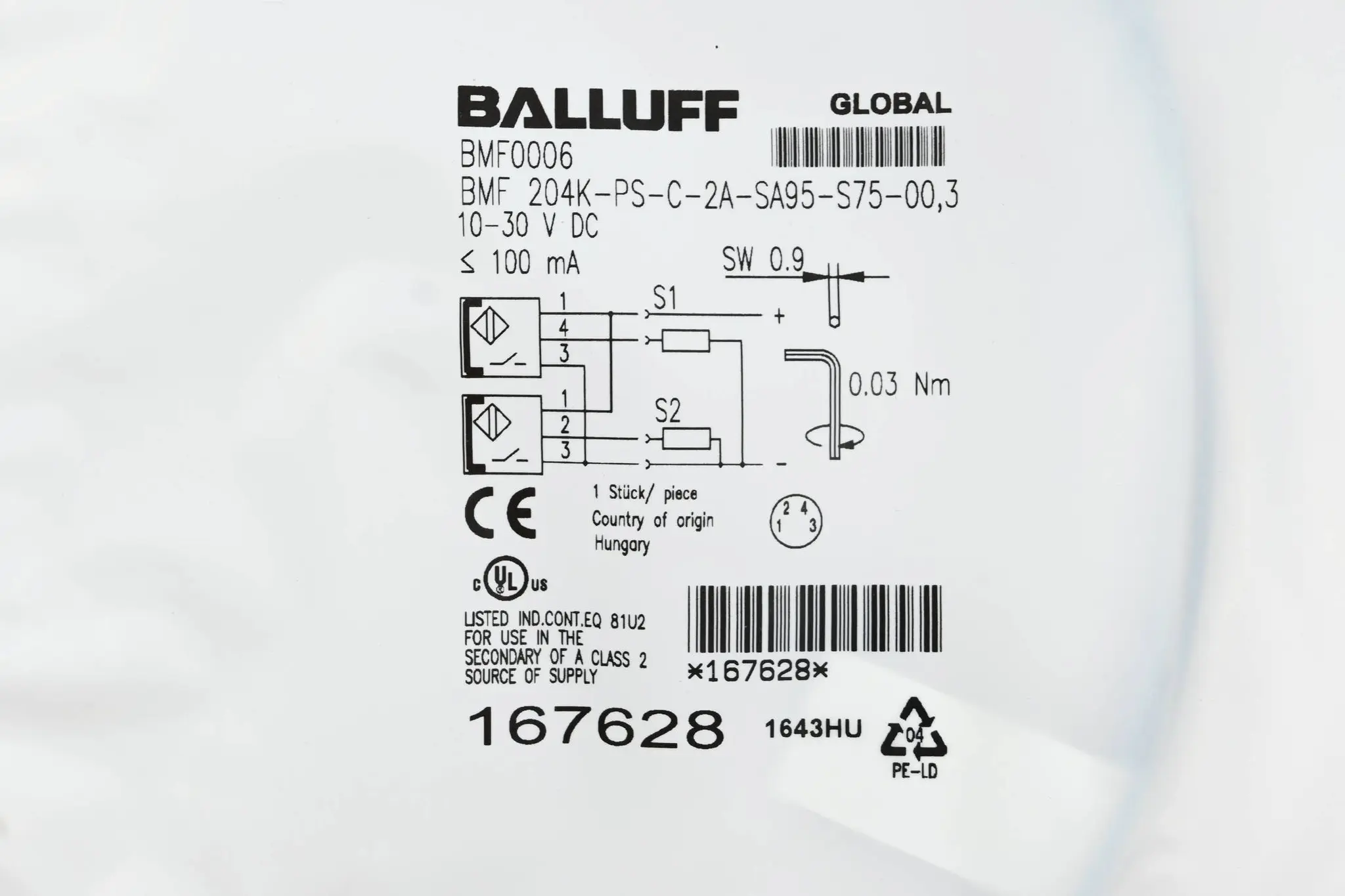 Produktfoto 1 von Balluff Zylinderschalter BMF0006 ( BMF 204K-PS-C-2A-SA95-S75-00,3 )