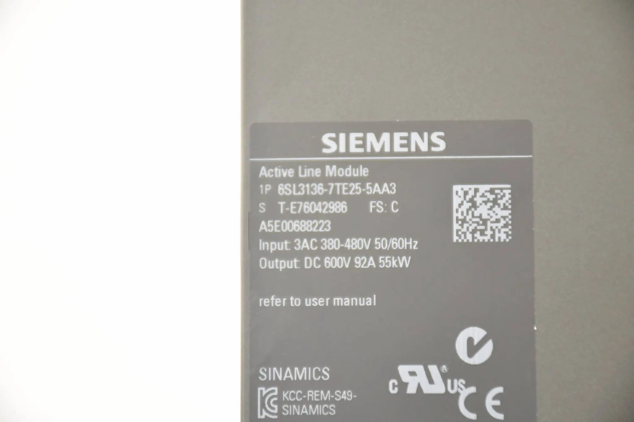 Produktfoto 1 von Siemens Sinamics S120 Active Line 6SL3136-7TE25-5AA3 ( 6SL3 136-7TE25-5AA3 ) E. C