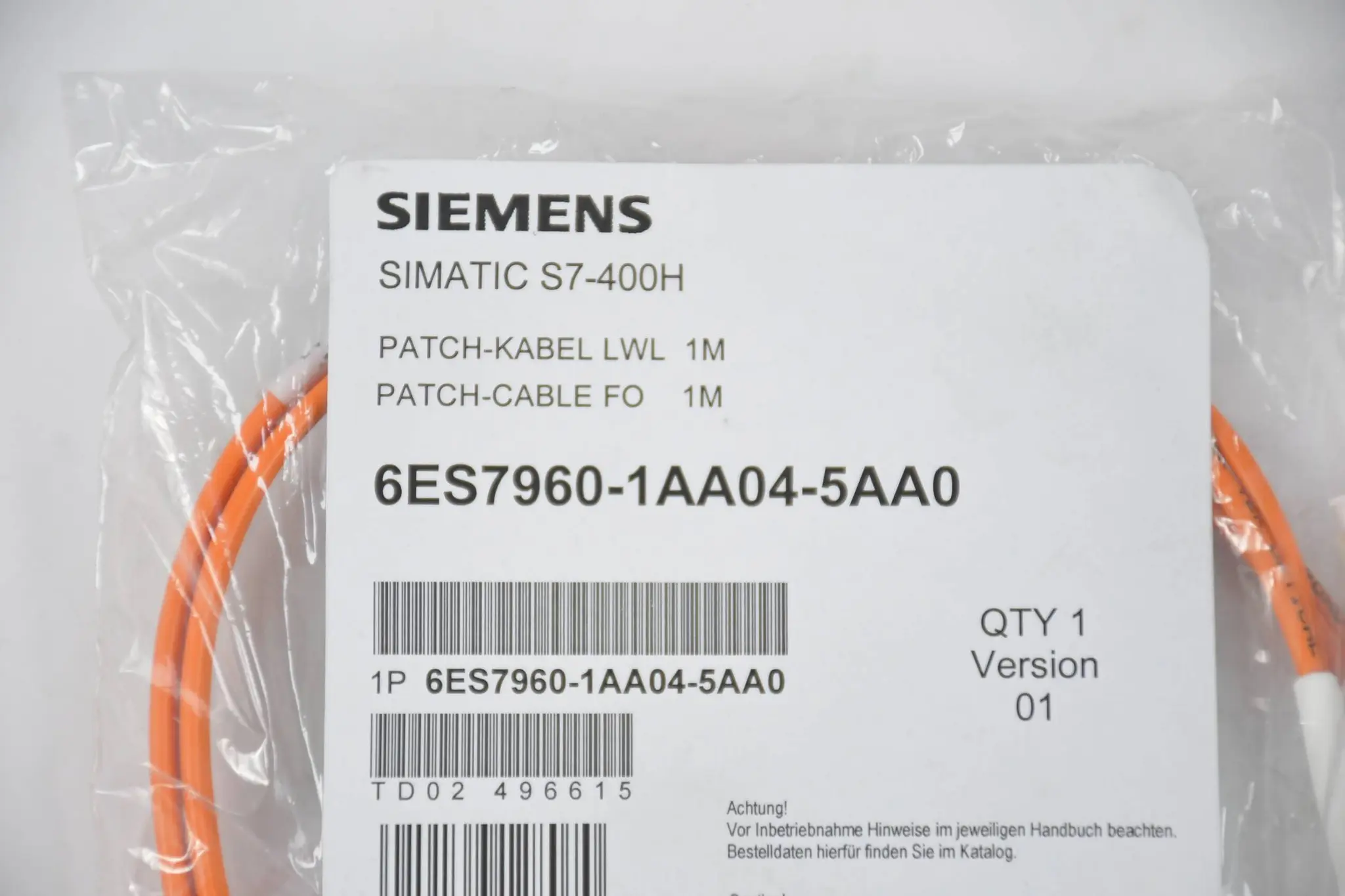 Produktfoto 1 von Siemens Simatic S7-400H Patch Kabel 6ES7960-1AA04-5AA0 ( 6ES7 960-1AA04-5AA0 )