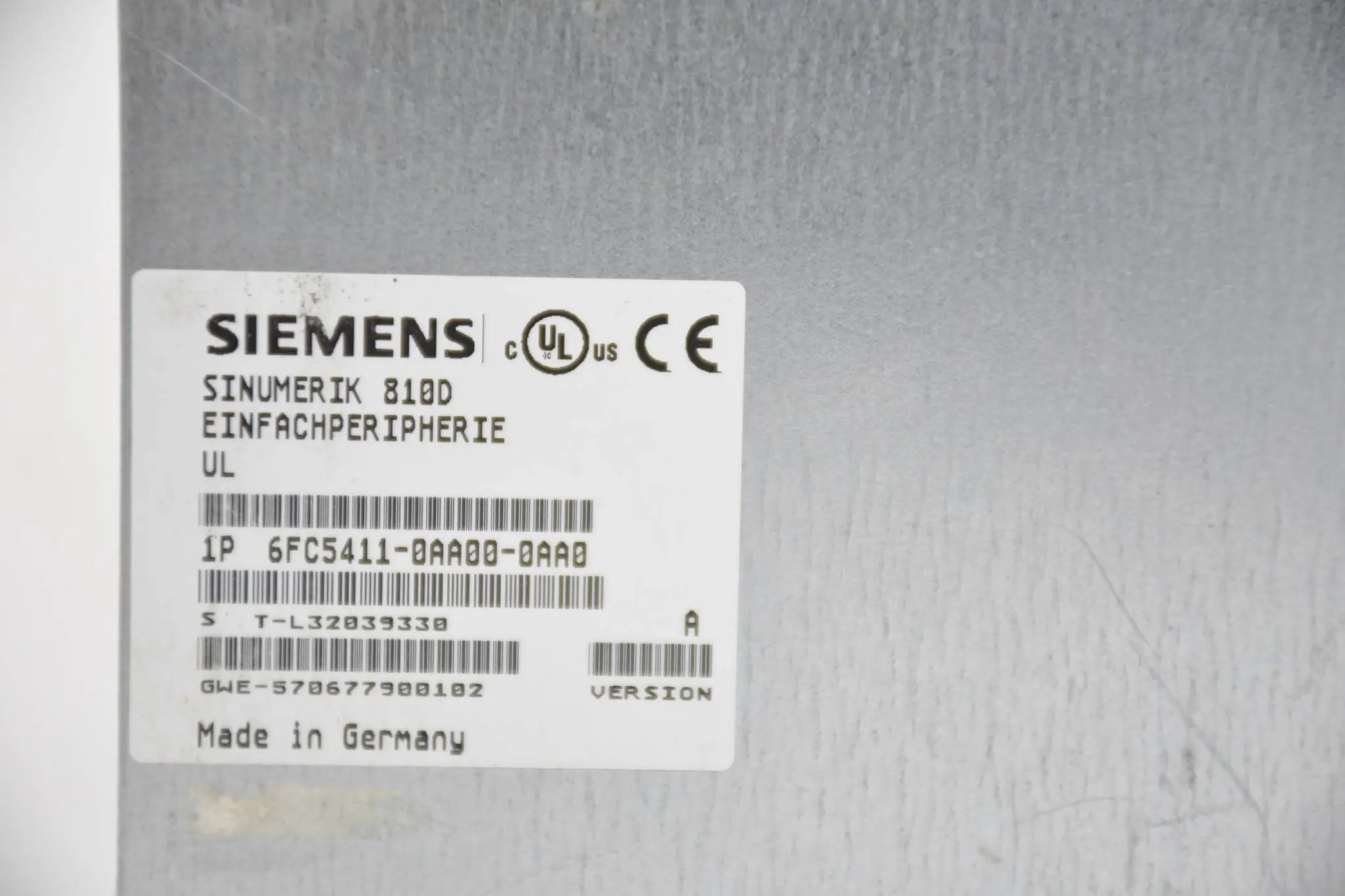 Produktfoto 1 von Siemens sinumerik 810D/840D 6FC5411-0AA00-0AA0 ( 6FC5 411-0AA00-0AA0 ) Ver A