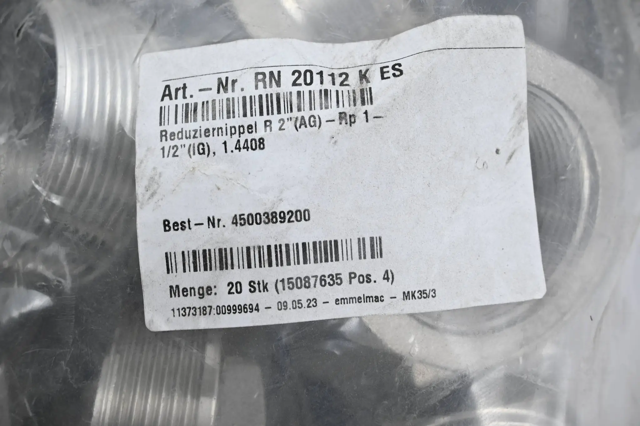 Produktfoto 1 von 20 Stück Reduziernippel R2"(AG)-Rp 1-1/2"(IG) RN 20112 K ES ( RN20112KES )
