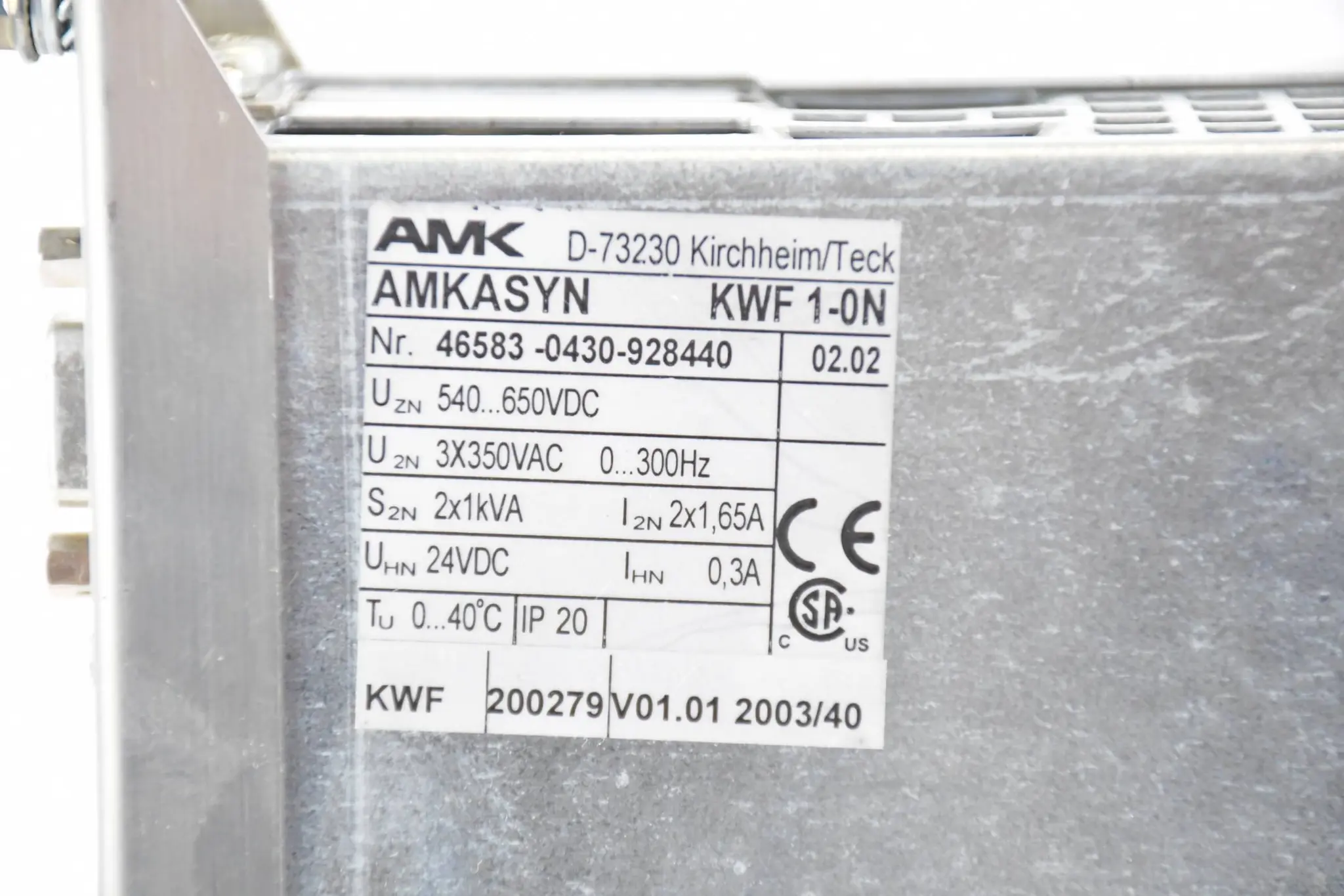Produktfoto 1 von AMK amkasyn kompakt Servoumrichter KWF1 ( KWF 1-0N ) 46583 Rev. 02.02