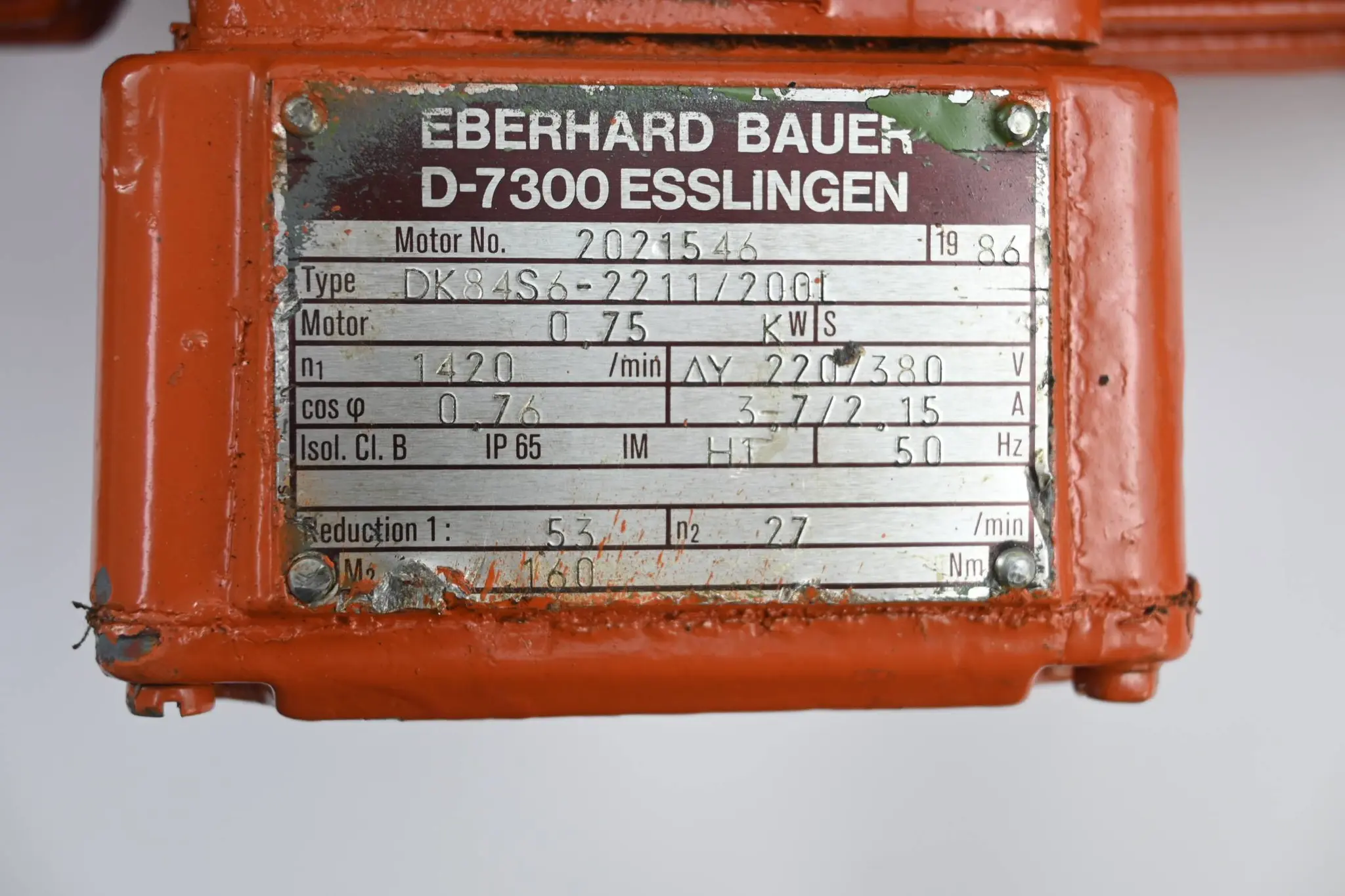 Produktfoto 1 von Eberhard Bauer Getriebemotor DK84S6-2211/200L ( 220/380V 0,75kW 1420/min )
