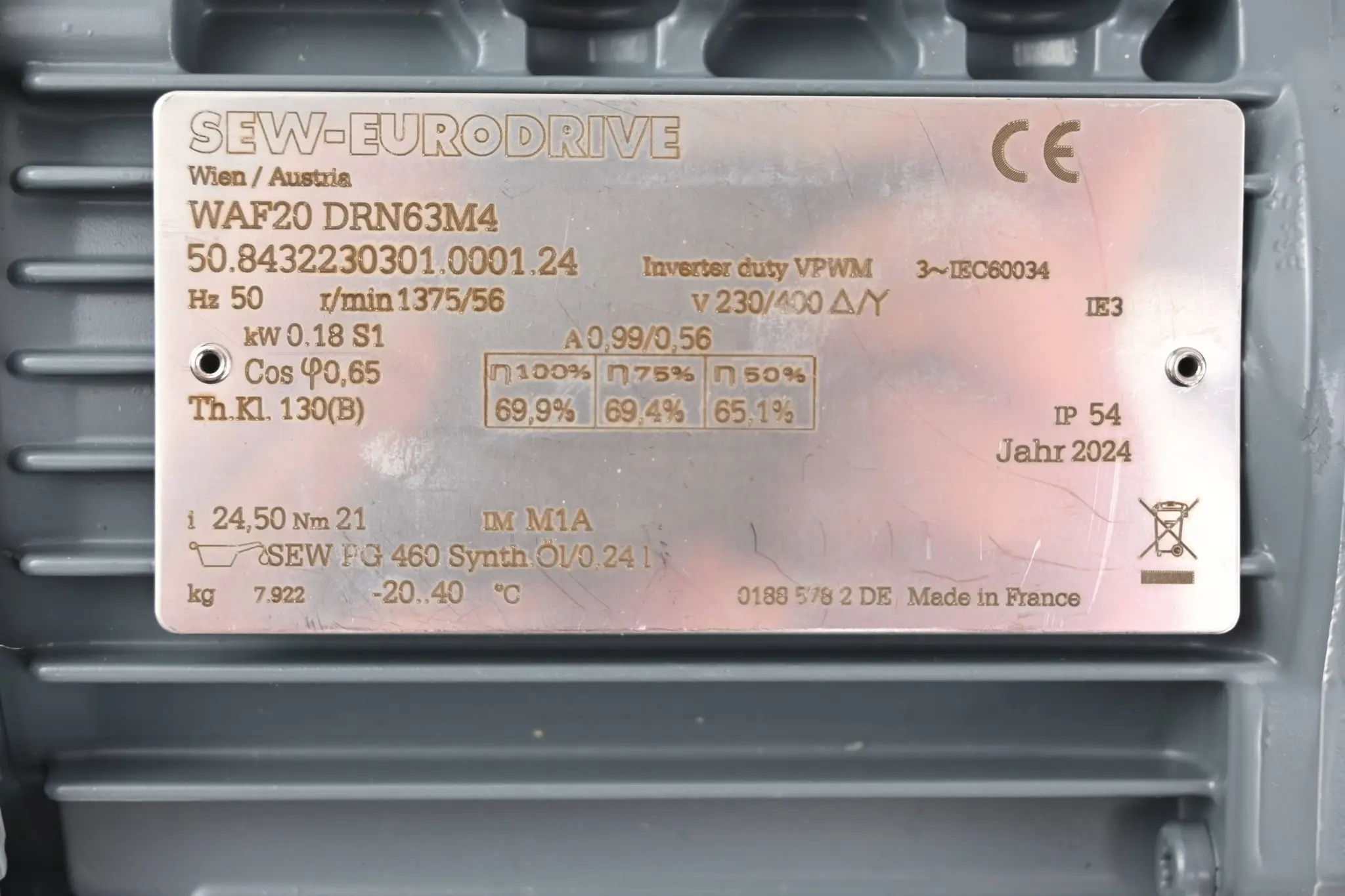 Produktfoto 1 von SEW-Eurodrive Getriebemotor WAF20DRN63M4 ( WAF20 DRN63M4 )