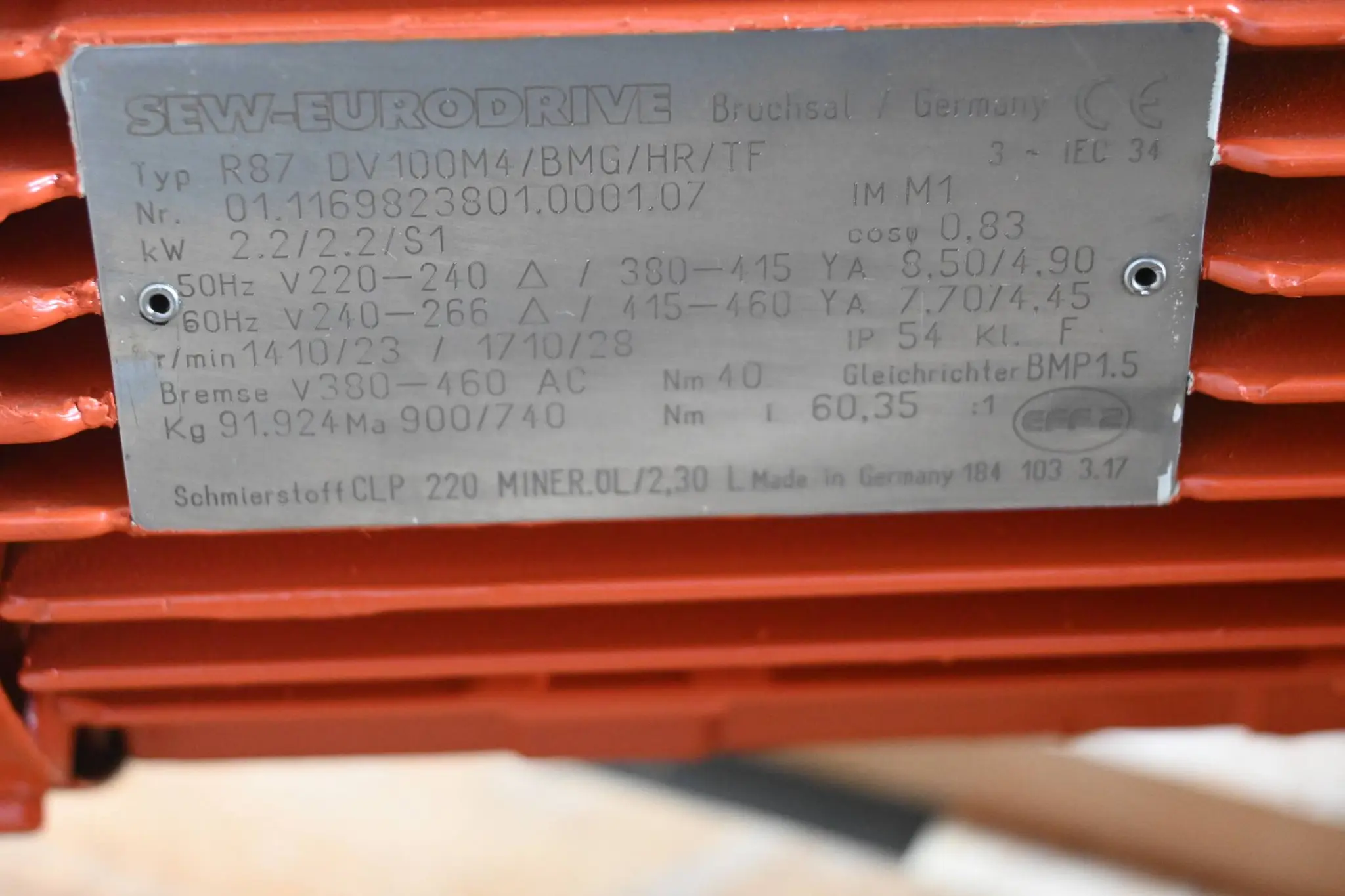 Produktfoto 1 von SEW Eurodrive Getriebemotor R87DV100M4/BMG/HR/TF ( R87 DV100M4/BMG/HR/TF )