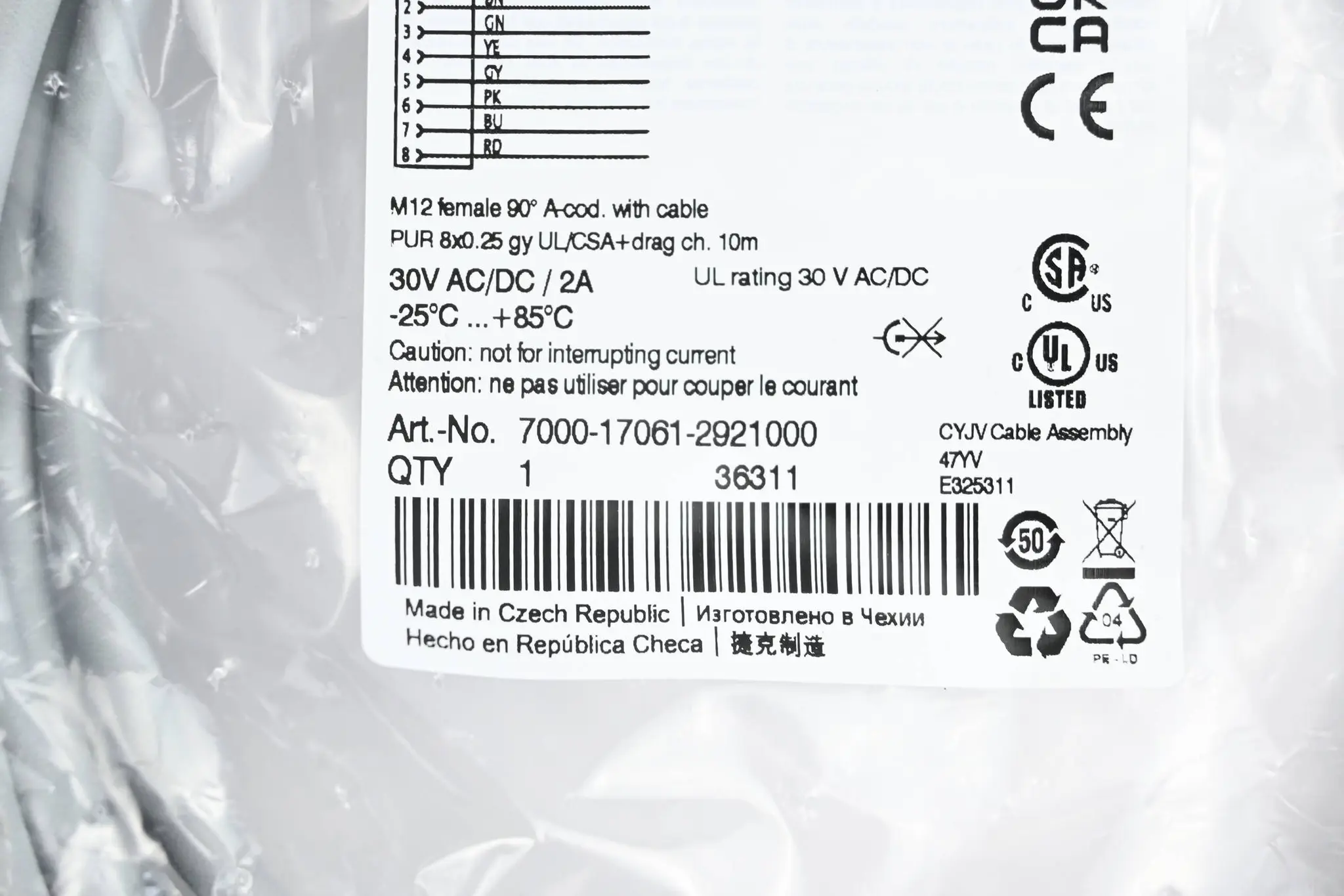 Produktfoto 1 von Murr Elektronik Verbindungskabel 7000-17061-2921000