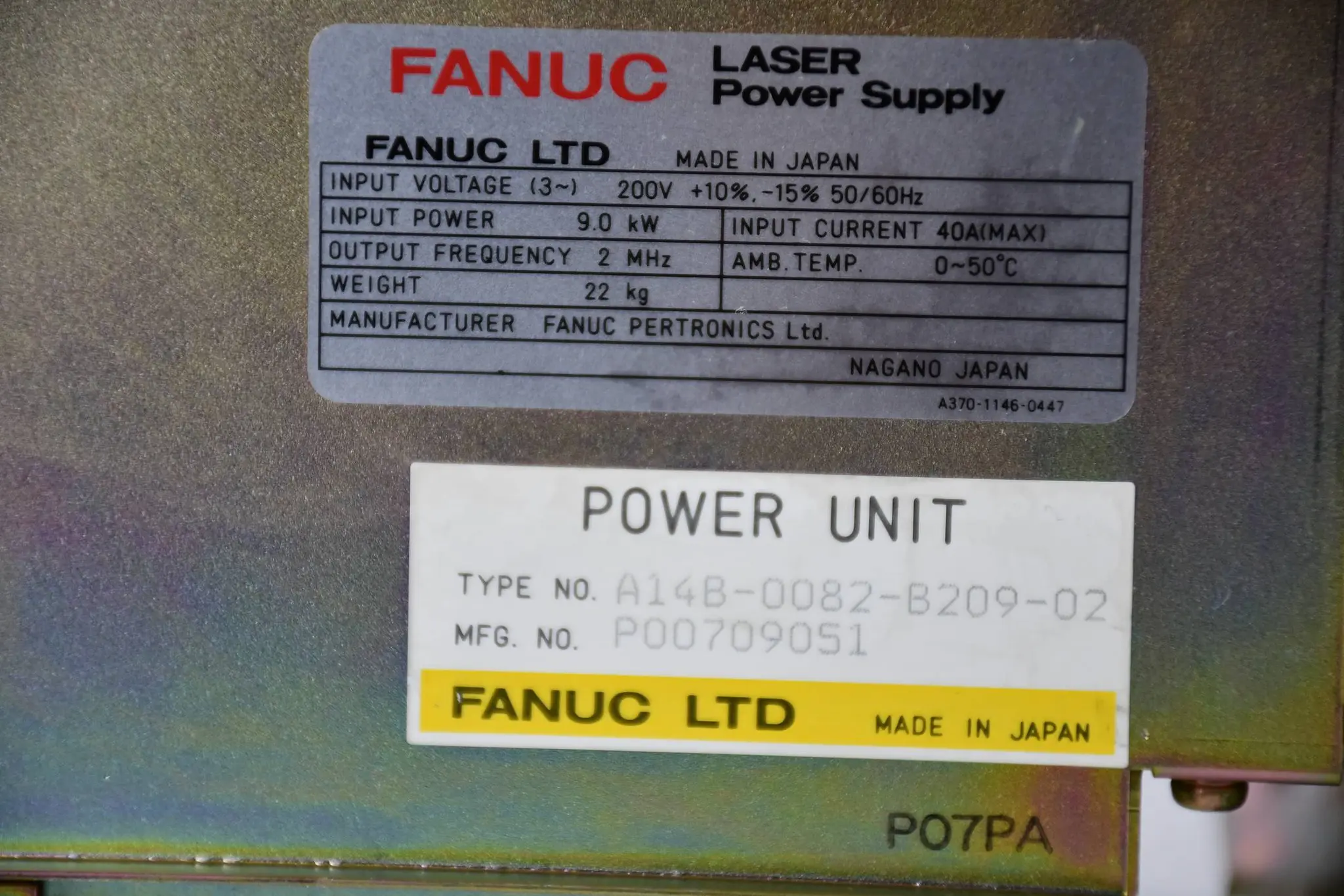 Produktfoto 1 von Fanuc LTD. Laser Stromversorgung A14B-0082-B209-02 ( A14B-0082-B209 )