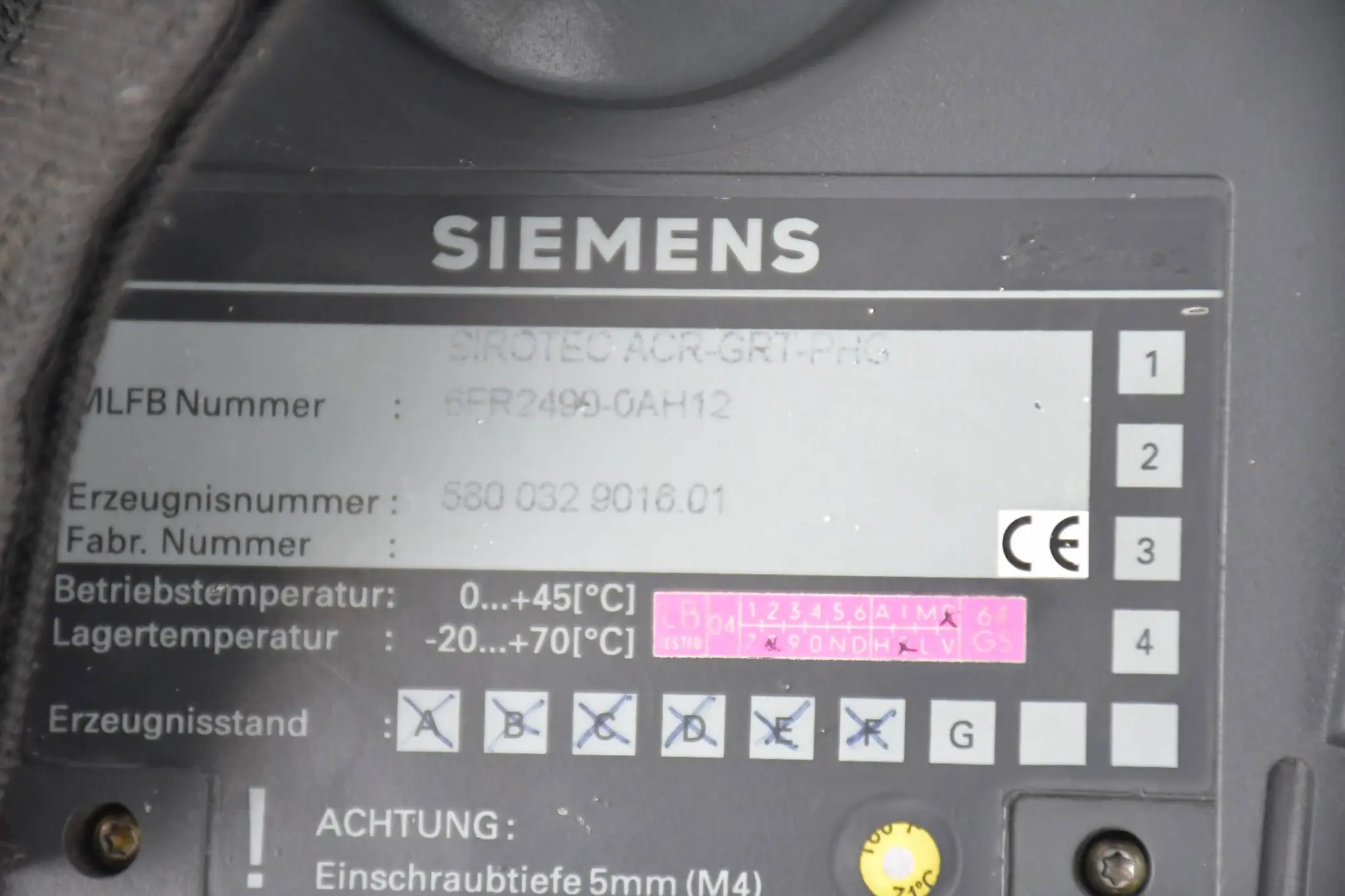 Produktfoto 1 von Siemens Sirotec ACR-GRT-PHG 6FR2490-0AH12 ( 6FR2 490-0AH12 ) KUKA KRC 32