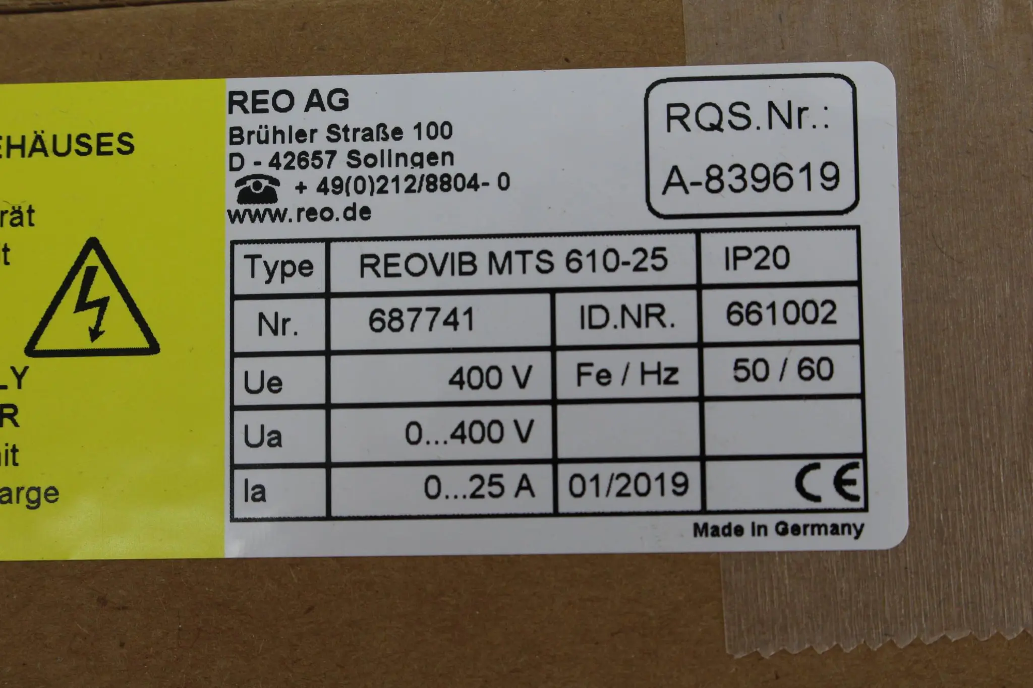 Produktfoto 1 von REO AG Reovib Frequenzumrichter MTS 610-25
